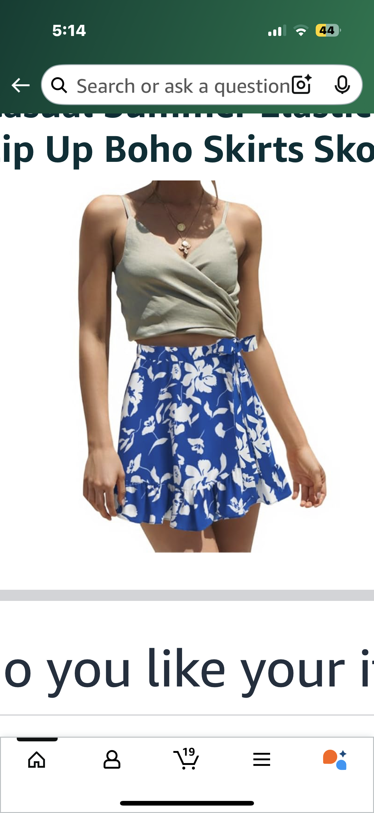 Women's Floral Ruffle Hem Wrap Shorts Casual Summer Elastic Waist Tie Front Zip Up Boho Skirts Skorts 2025 (Size Large)