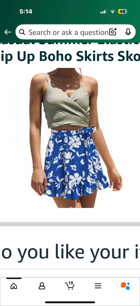 Women's Floral Ruffle Hem Wrap Shorts Casual Summer Elastic Waist Tie Front Zip Up Boho Skirts Skorts 2025 (Size Large)