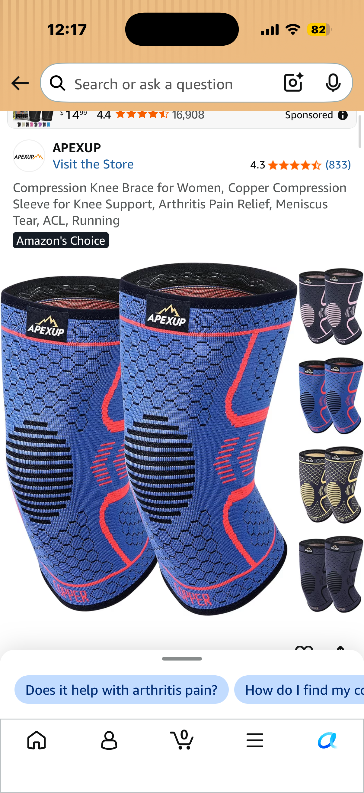 Compression Knee Brace for Women, Copper Compression Sleeve for Knee Support, Arthritis Pain Relief, Meniscus Tear, ACL, Running (Size Medium)