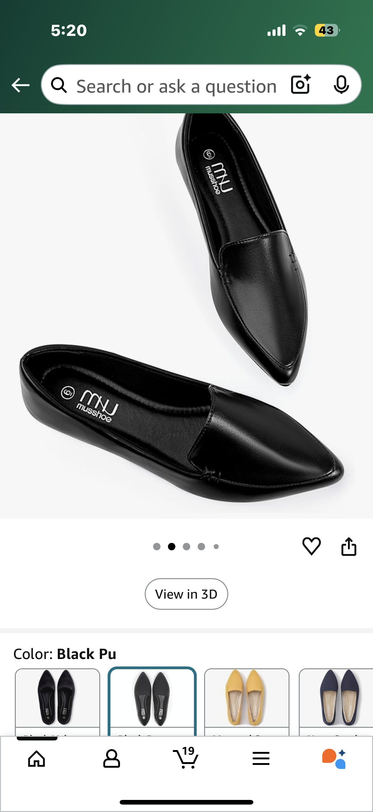 MUSSHOE Loafers for Women Women's Loafers Memory Foam, Comfortable, Pointed Toe (Size 901)