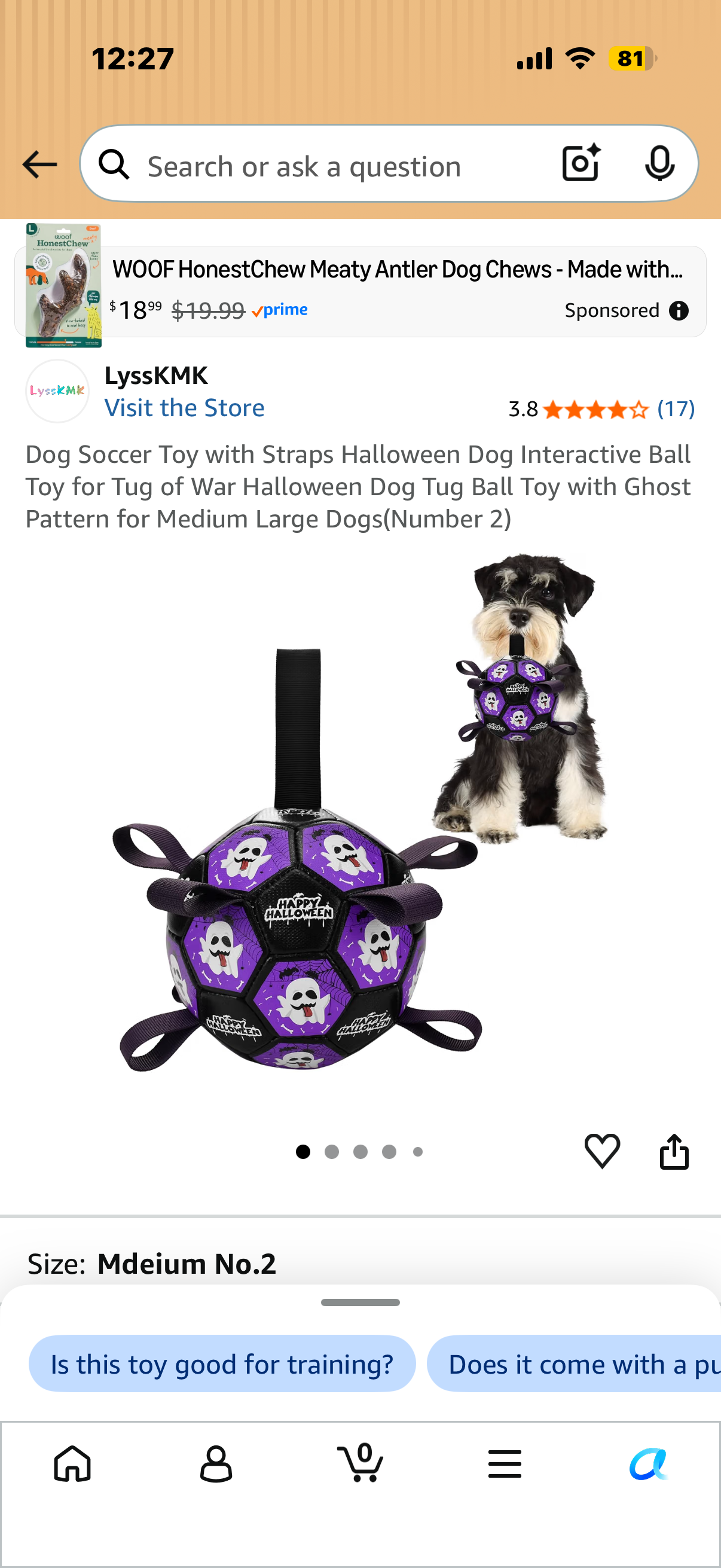 Dog Soccer Toy with Straps Halloween Dog Interactive Ball Toy for Tug of War Halloween Dog Tug Ball Toy with Ghost Pattern for Medium Large Dogs(Number 2)
