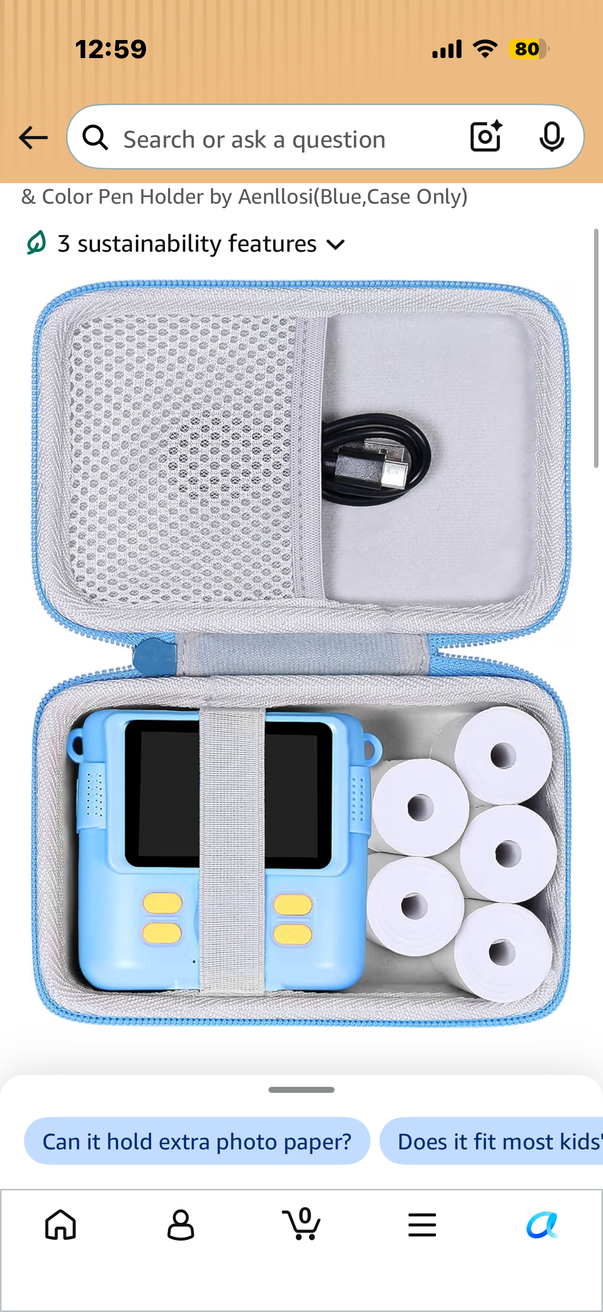 Camera Case for Anchioo/for Instant Print Camera Toys,Kids Selfie Digital Camera Photo Paper & Color Pen Holder by(Blue,Case Only