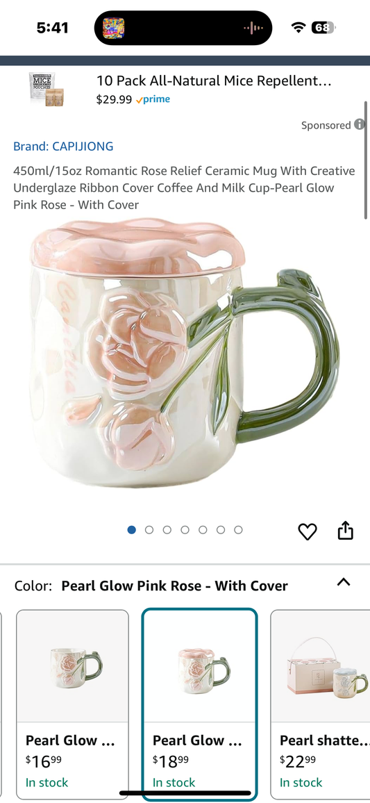 Cute Spring Flower Floral Handmade Figurine Mugs Ceramic Coffe Mug with Handle, Christmas Birthday Surprise for Friends Family or Flower Lovers