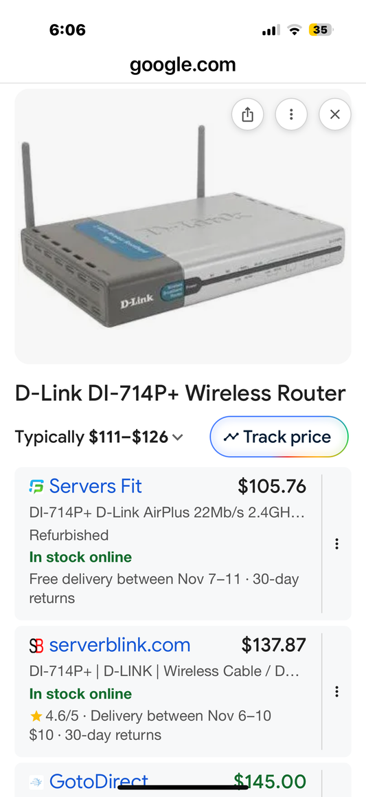 D-Link DI-714P+ Wireless Cable/DSL Router, 4-Port Switch, PRNT Server, 802.11b, 22Mbps