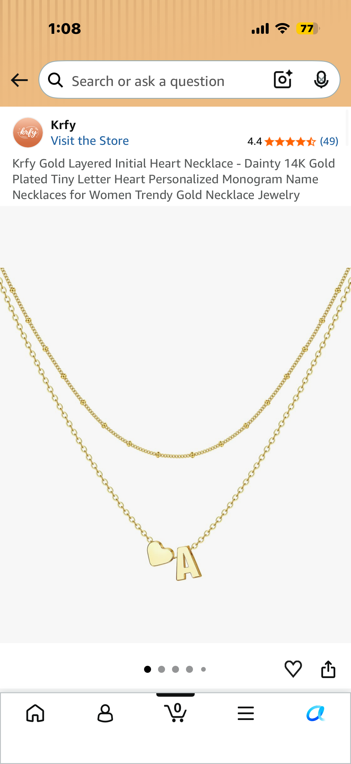 Letter M Gold Layered Initial Heart Necklace - Dainty 14K Gold Plated Tiny Letter Heart Personalized Monogram Name Necklaces for Women Trendy Gold Necklace Jewelry