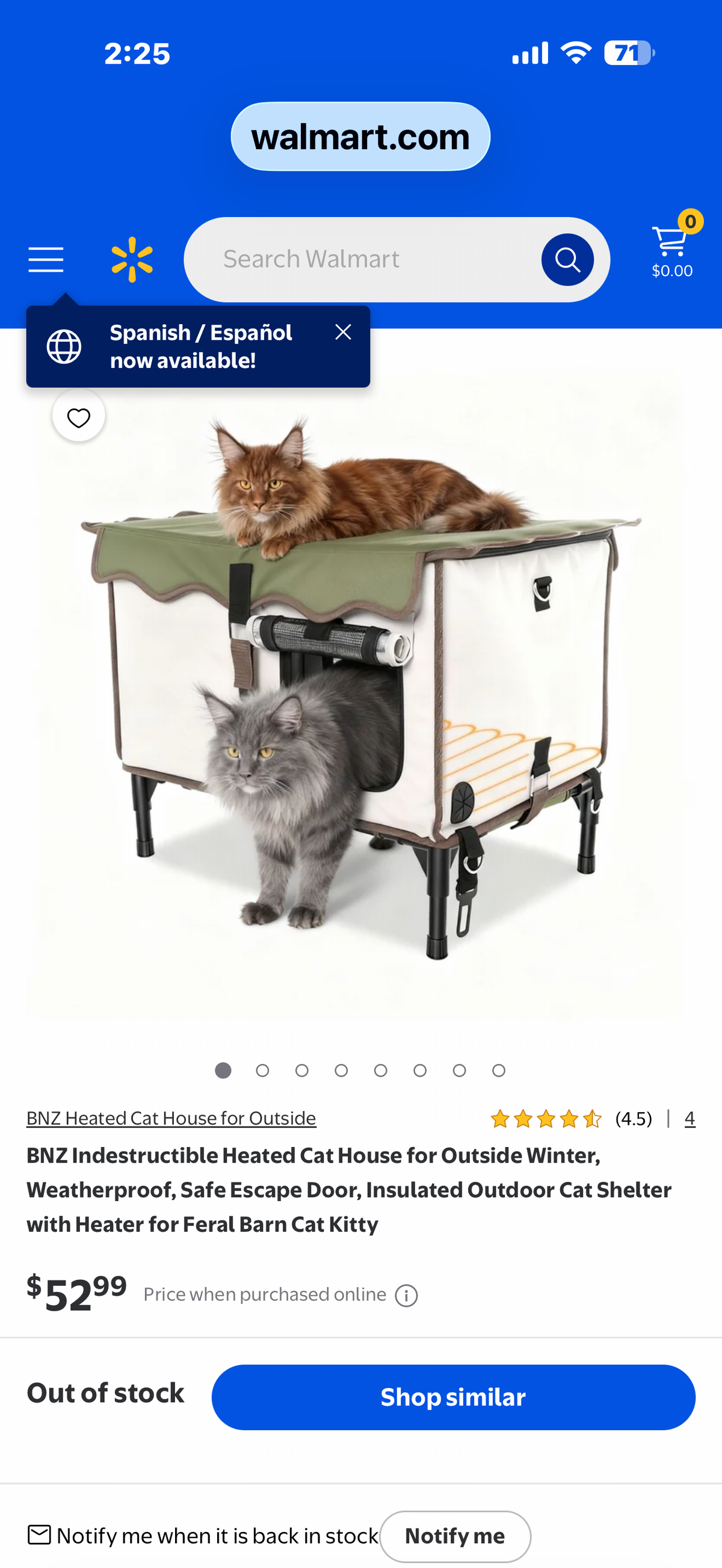 BNZ Indestructible Heated Cat House for Outside Winter, Weatherproof, Safe Escape Door, Insulated Outdoor Cat Shelter with Heater for Feral Barn Cat Kitty(21''x15''x13'')