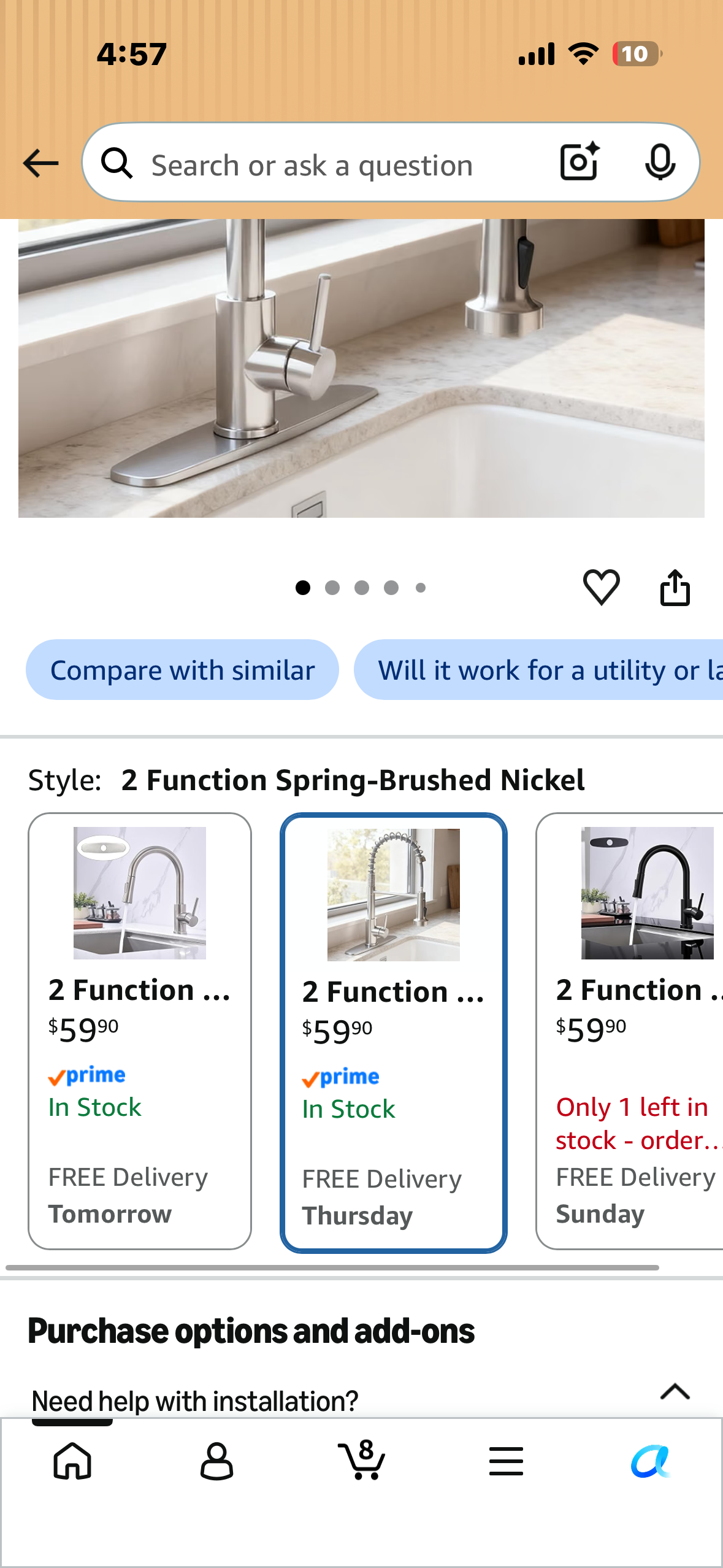 Kitchen Faucet with Pull Down Sprayer, Stainless Steel High Arc Pull Out Kitchen Sink Faucet, Utility, Laundry, Farmhouse, Camper, Rv, Modern for 1 or 3 Hole Sink (Black)