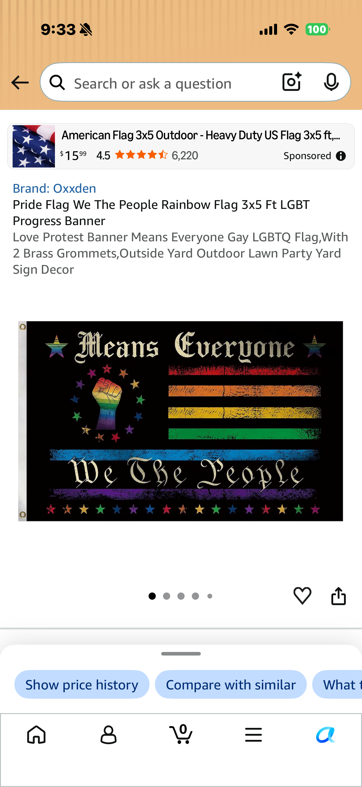 Pride Flag We The People Rainbow Flag 3x5 Ft LGBT Progress Banner Love Protest Banner Means Everyone Gay LGBTQ Flag,With 2 Brass Grommets,Outside Yard Outdoor Lawn Party Yard Sign Decor