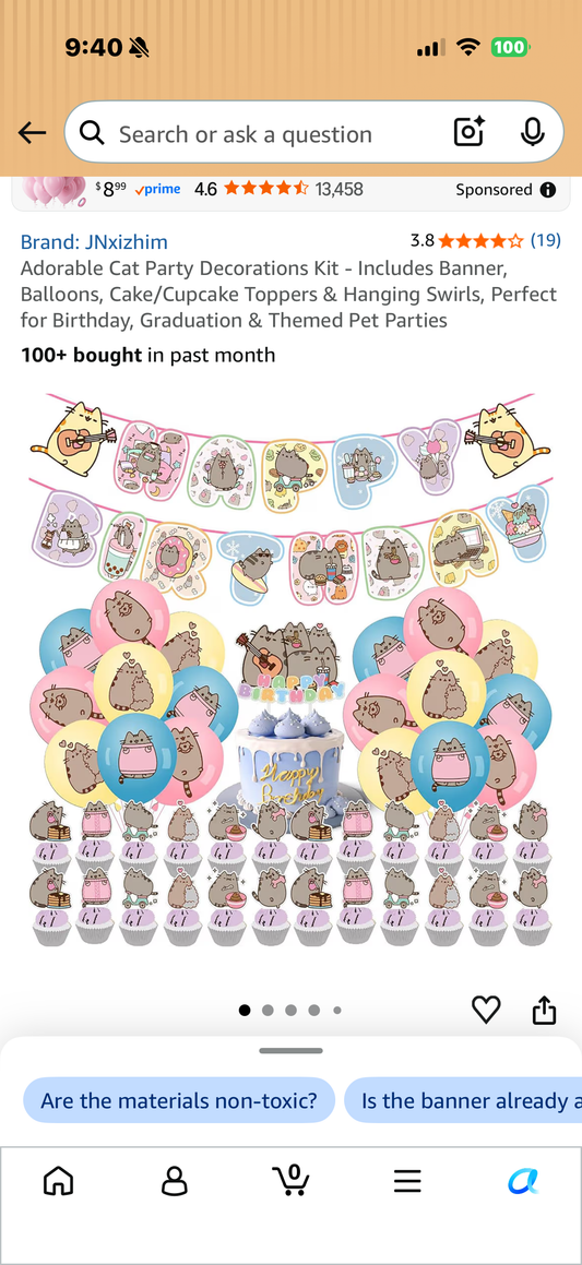 Adorable Cat Party Decorations Kit - Includes Banner, Balloons, Cake/Cupcake Toppers & Hanging Swirls