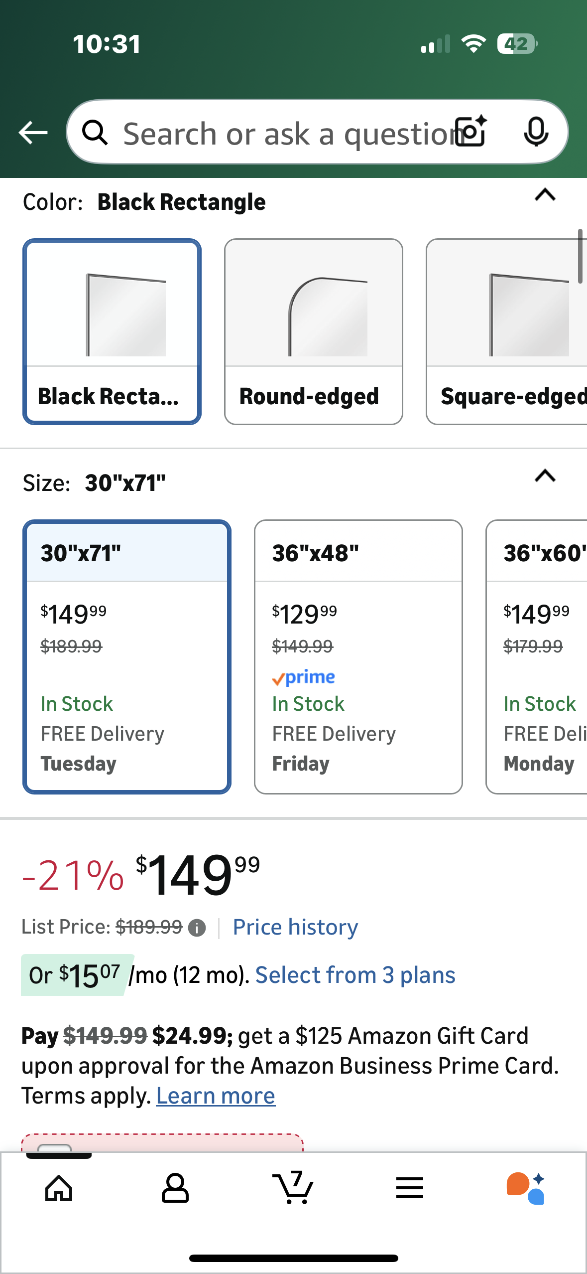 Koonmi Bathroom Mirror, 30x71 Bathroom Wall-Mounted Mirror, Modern Vanity Mirror, Aluminum Alloy Frame Hang Horizontally or Vertically (M424)