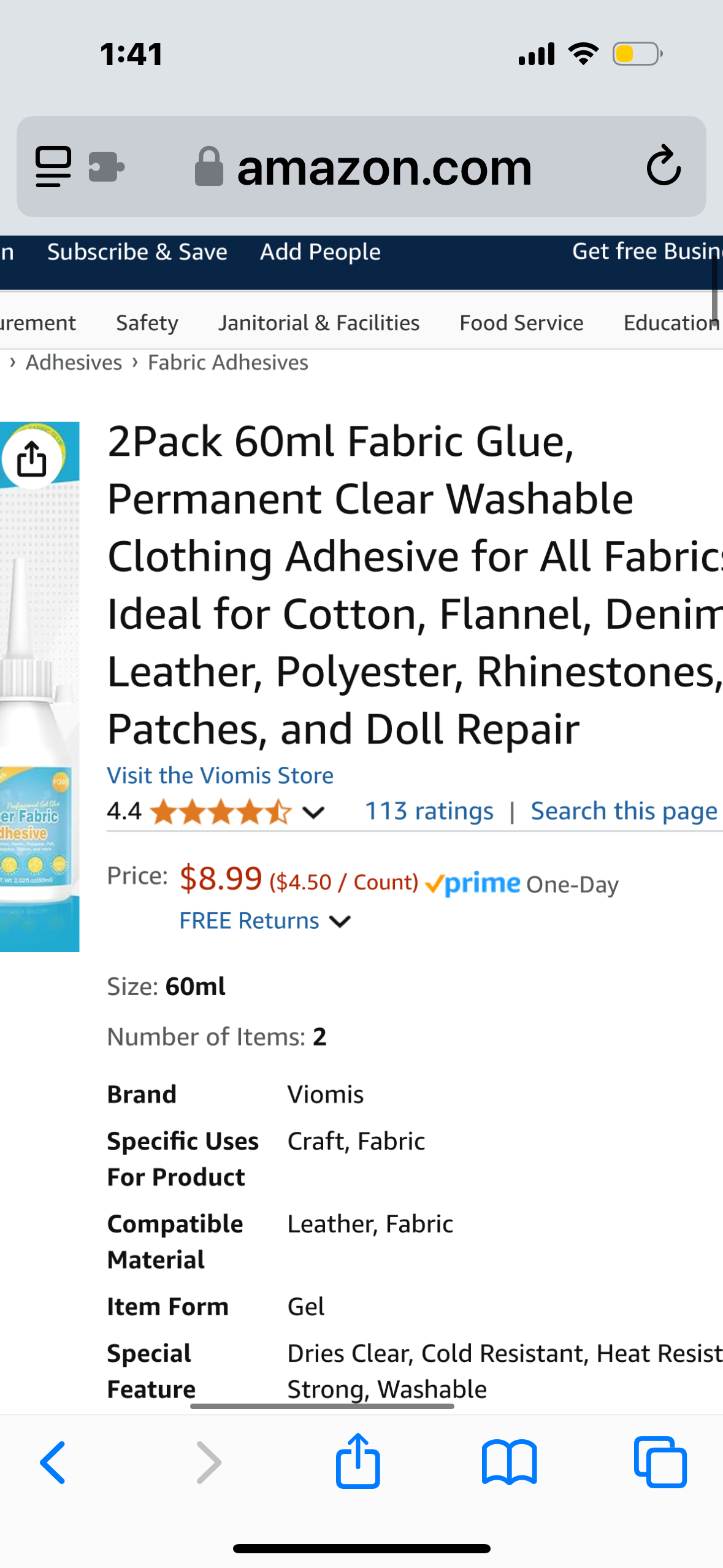 2Pack 100ml Fabric Glue, Permanent Clear Washable Clothing Adhesive for All Fabrics, Ideal for Cotton, Flannel, Denim, Leather, Polyester, Rhinestones, Patches, and Doll Repair