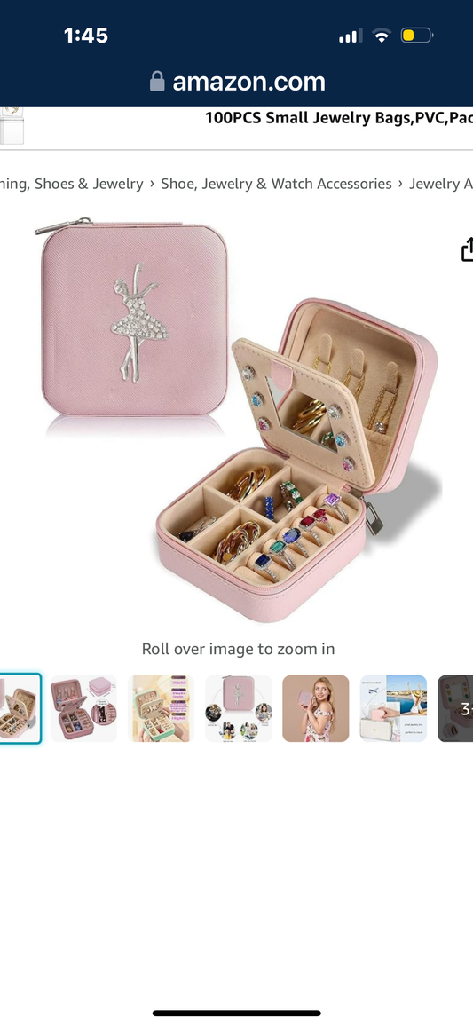 Renyqatt Travel Jewelry Holder Organizer Case Box for Women Necklace Organizer Earrings Organizer Ring Organizer | Travel Must Have Jewelry Organizer (B14:Ballet Girl, Pink)