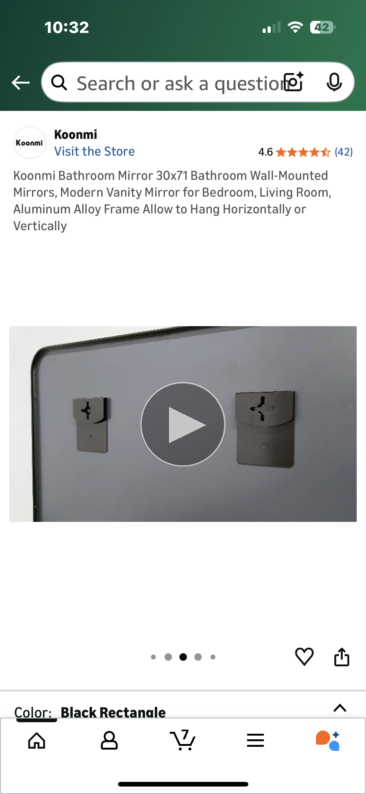 Koonmi Bathroom Mirror, 30x71 Bathroom Wall-Mounted Mirror, Modern Vanity Mirror, Aluminum Alloy Frame Hang Horizontally or Vertically (M424)