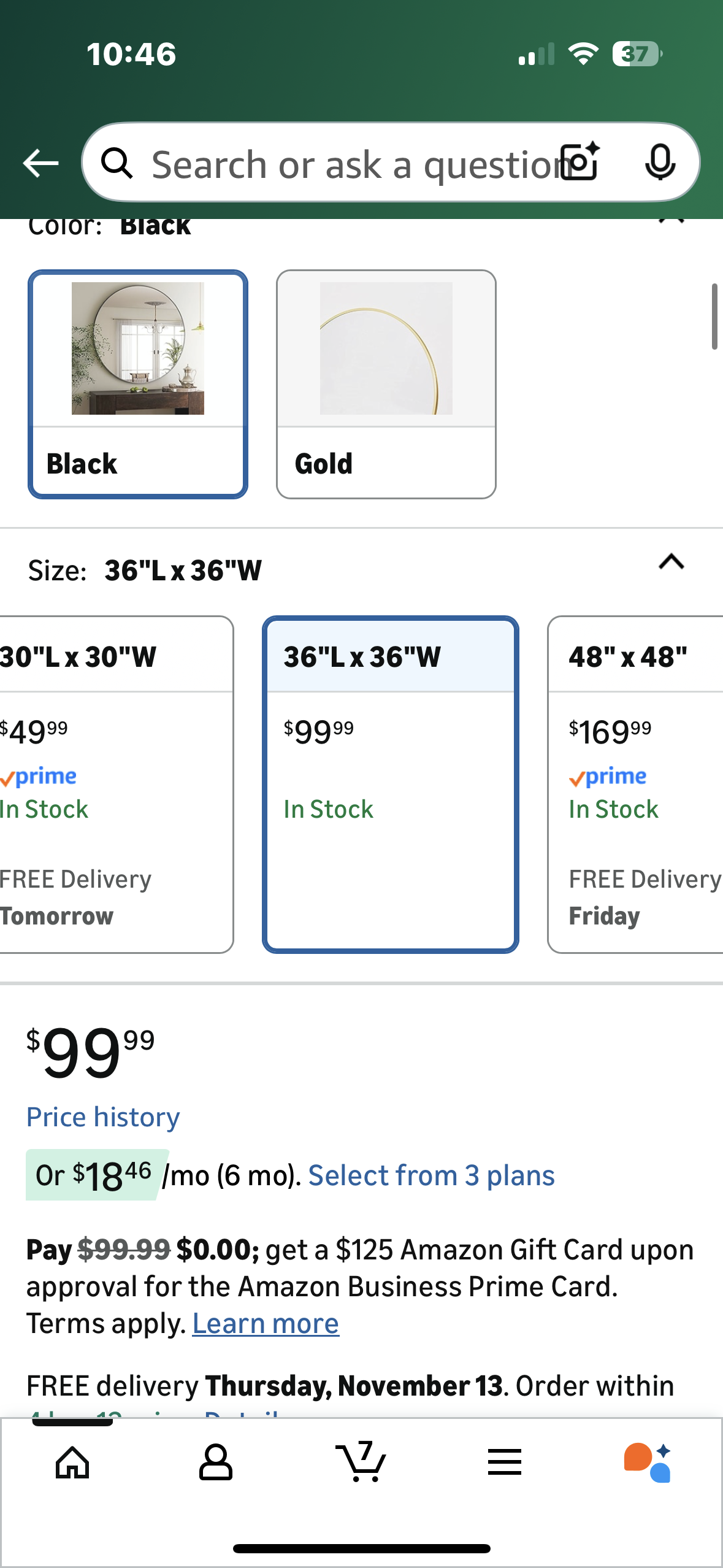 HARRITPURE Round Mirror 36” Black Wall Mounted Circular Vanity Mirror with Brushed Aluminum Alloy Frame, Modern Decor for Bathroom, Living Room, Vanity, Bedroom, Entryway (M425)