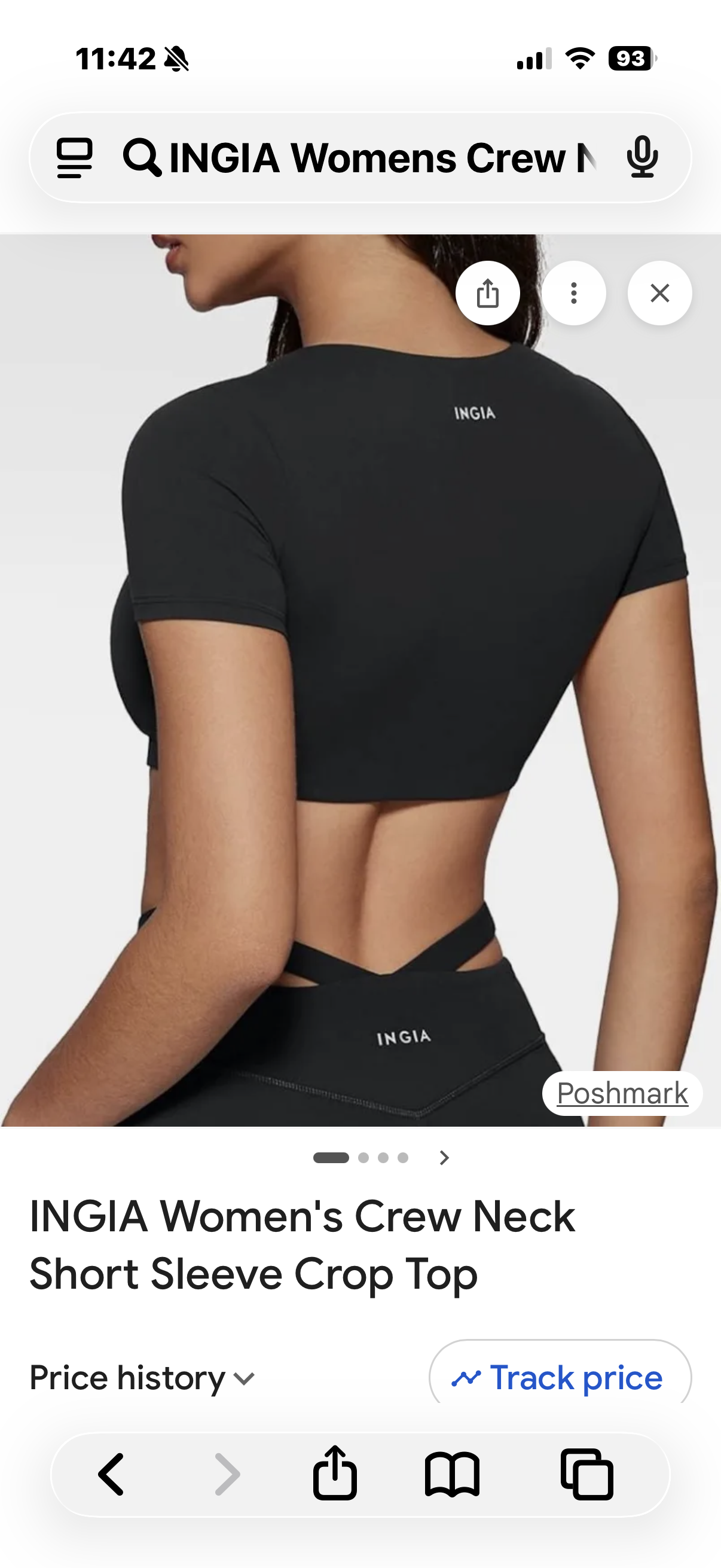 INGIA Womens Crew Neck Short Sleeve Crop Tops Yoga Workout Padded Top Slim Fit Shirts Casual T Shirt Basic Tee (Size XL)