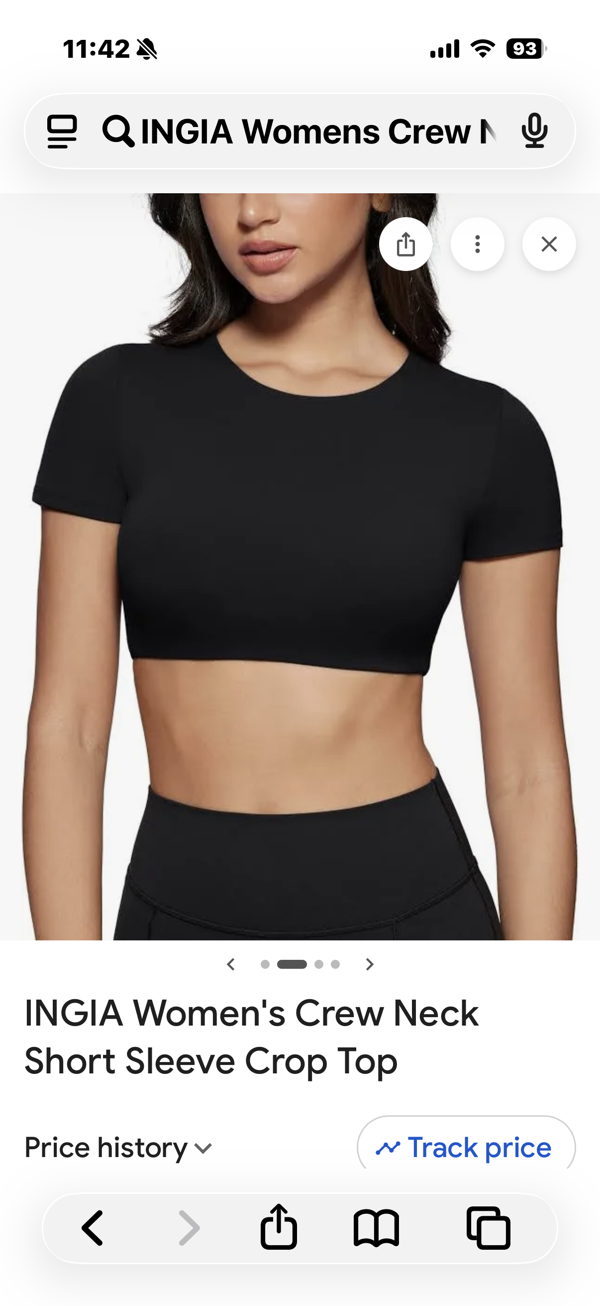 INGIA Womens Crew Neck Short Sleeve Crop Tops Yoga Workout Padded Top Slim Fit Shirts Casual T Shirt Basic Tee (Size XL)