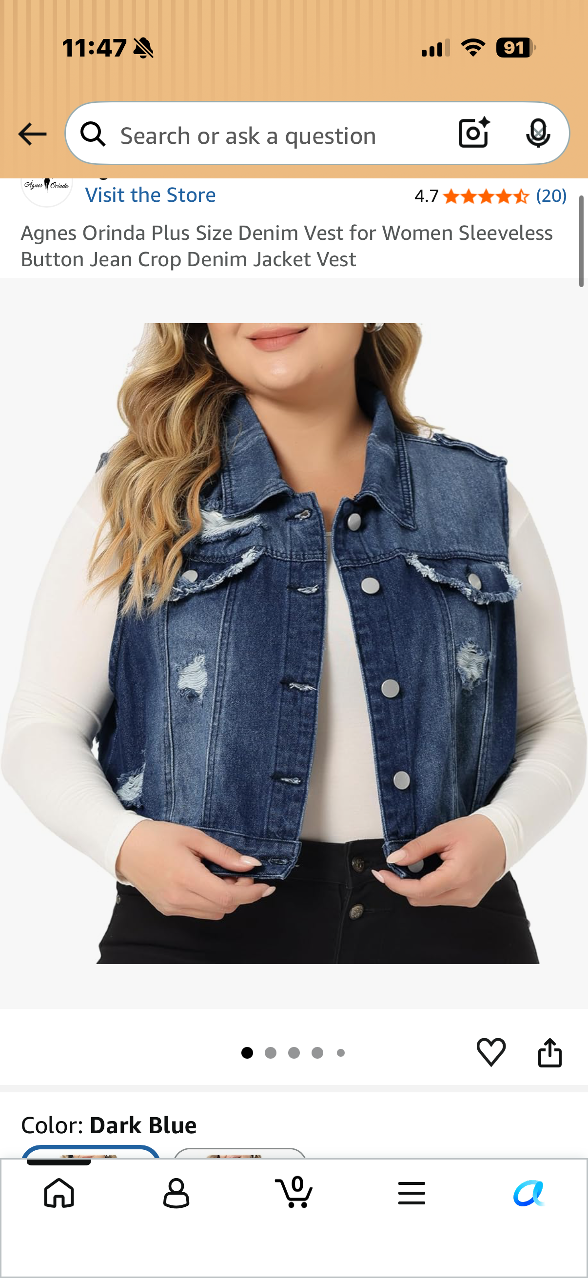 Agnes Orinda Plus Size Denim Vest for Women Sleeveless Button Jean Crop Denim Jacket Vest (Size 1X)