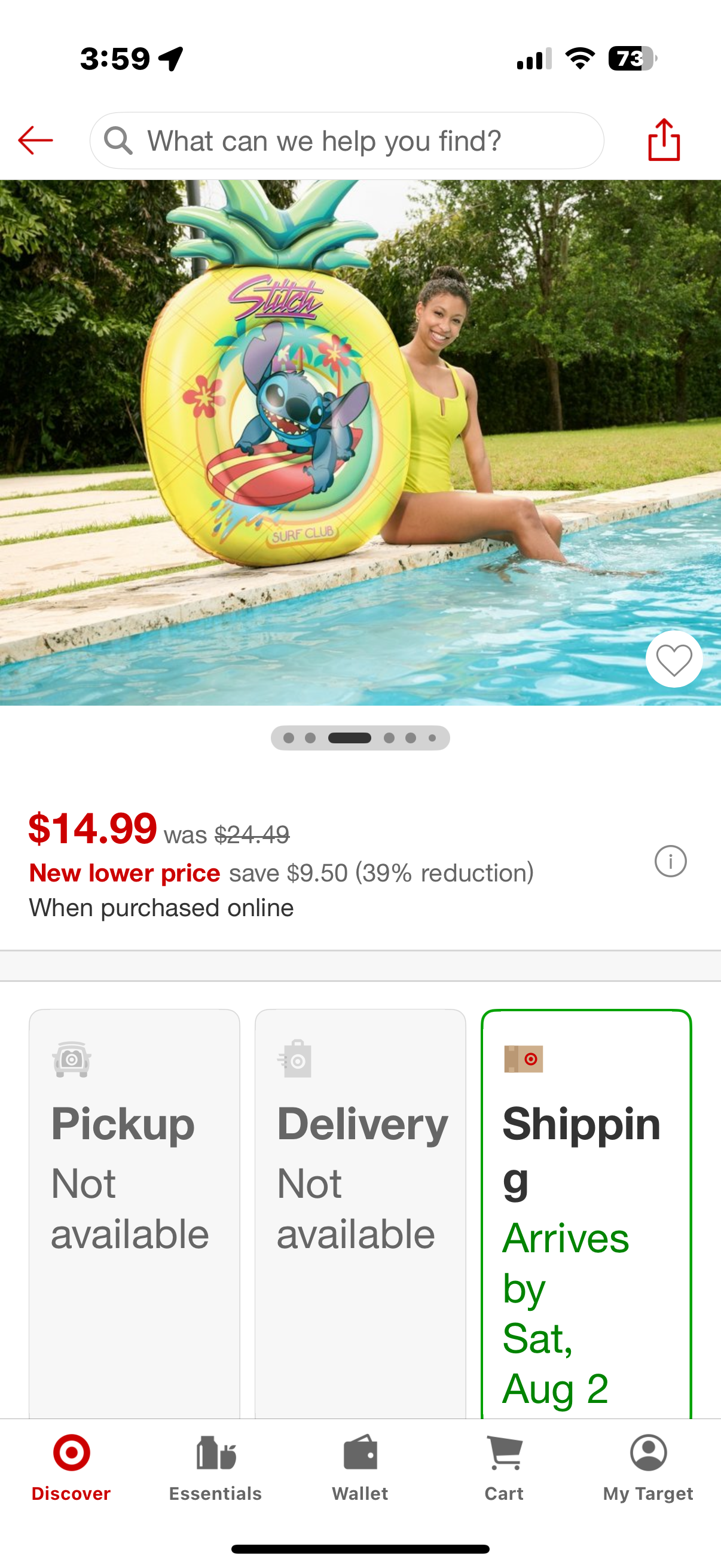 Swimways Stitch Oversized Float: Disney PVC Pool Lounger