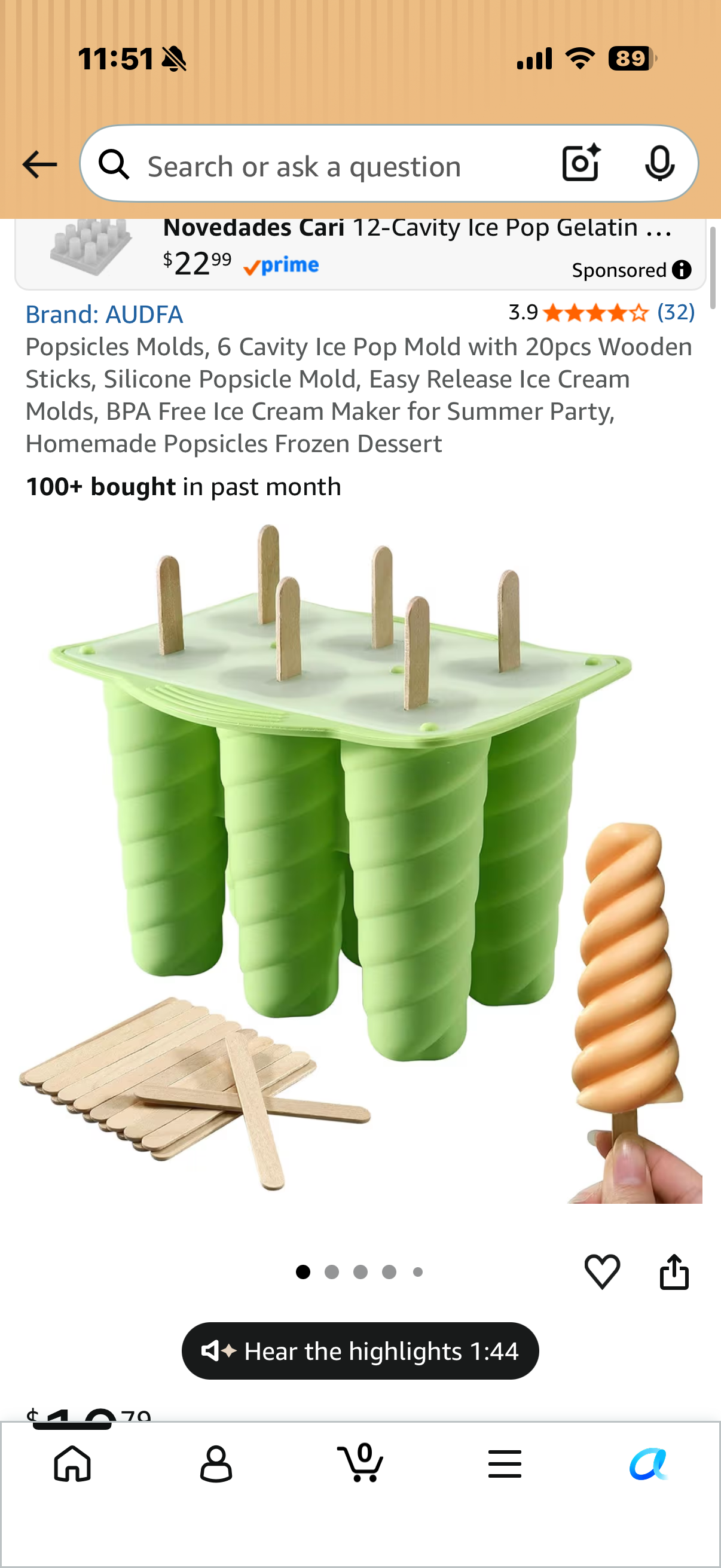 Popsicles Molds, 6 Cavity Ice Pop Mold with 20pcs Wooden Sticks, Silicone Popsicle Mold, Easy Release Ice Cream Molds, BPA Free Ice Cream Maker for Summer Party, Homemade Popsicles Frozen Dessert
