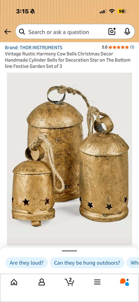Vintage Rustic Harmony Cow Bells Christmas Decor Handmade Cylinder Bells for Decoration Star on The Bottom line Festive Garden Set of 3