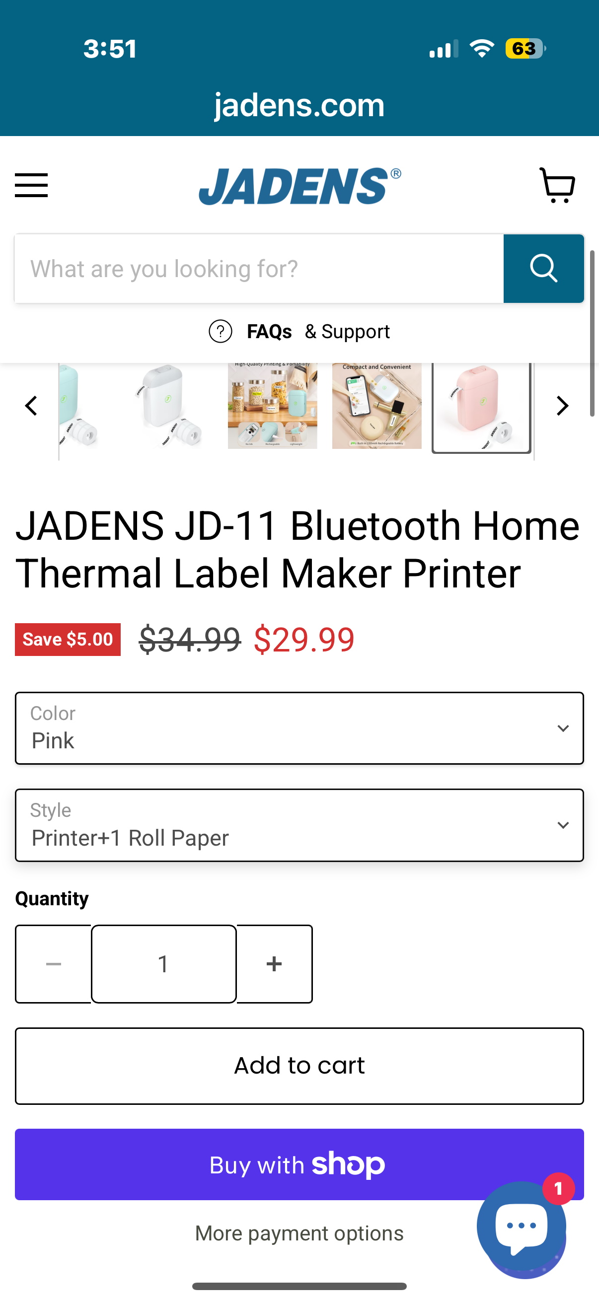 JADENS Label Maker Machine, JD-11 Streamlined Bluetooth Label Printer, Wireless and Ink-Free with a Tape, Equipped with Diverse Templates for Organizing Spaces (Pink)