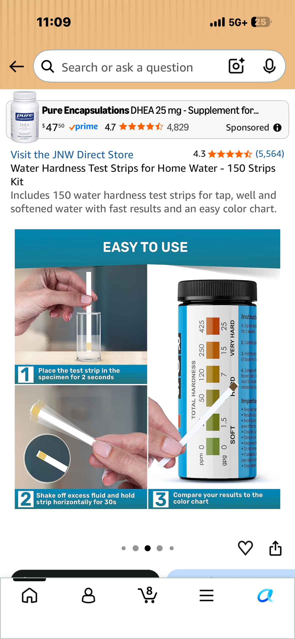 Water Hardness Test Strips for Home Water - 150 Strips Kit Includes 150 water hardness test strips for tap, well and softened water with fast results and an easy color chart.