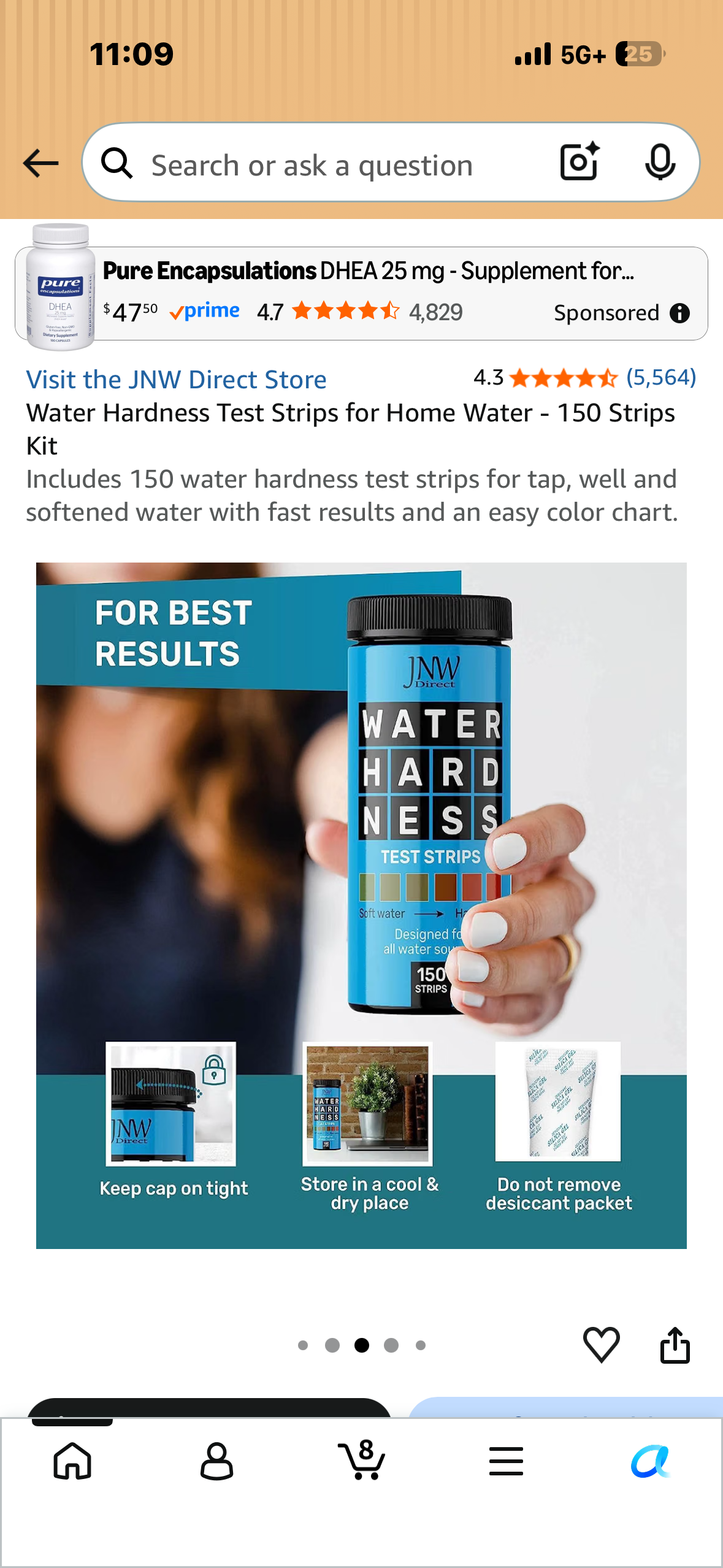 Water Hardness Test Strips for Home Water - 150 Strips Kit Includes 150 water hardness test strips for tap, well and softened water with fast results and an easy color chart.