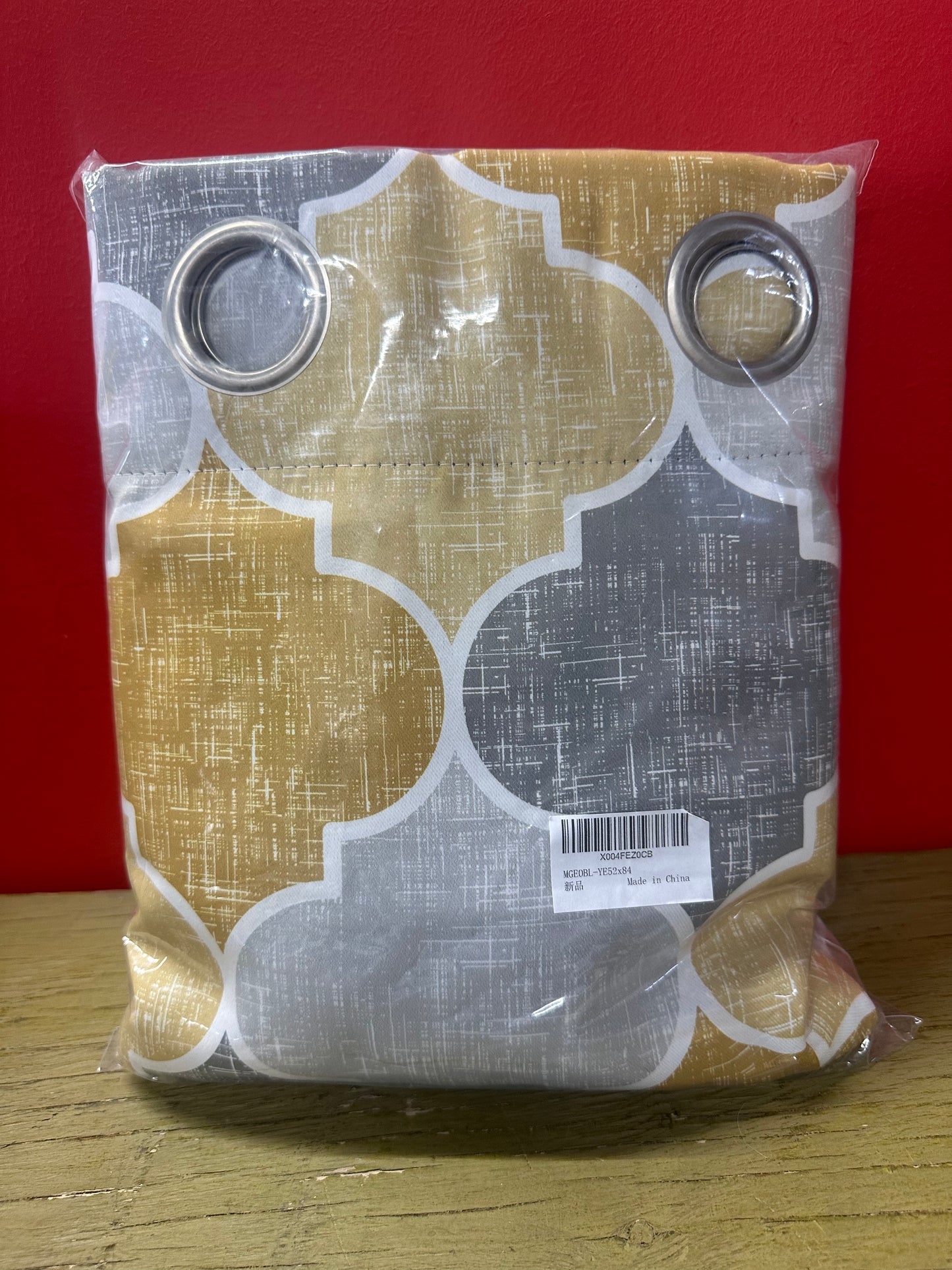 Gray Yellow Geometric Full Blackout Window Curtains, 52"Wx84"Lx2 Moroccan lattice Print Panels, Grommet Top, Noise Reducing Room Darkening Thermal Insulated Drapes for Bedroom Living Room (2-Panels)