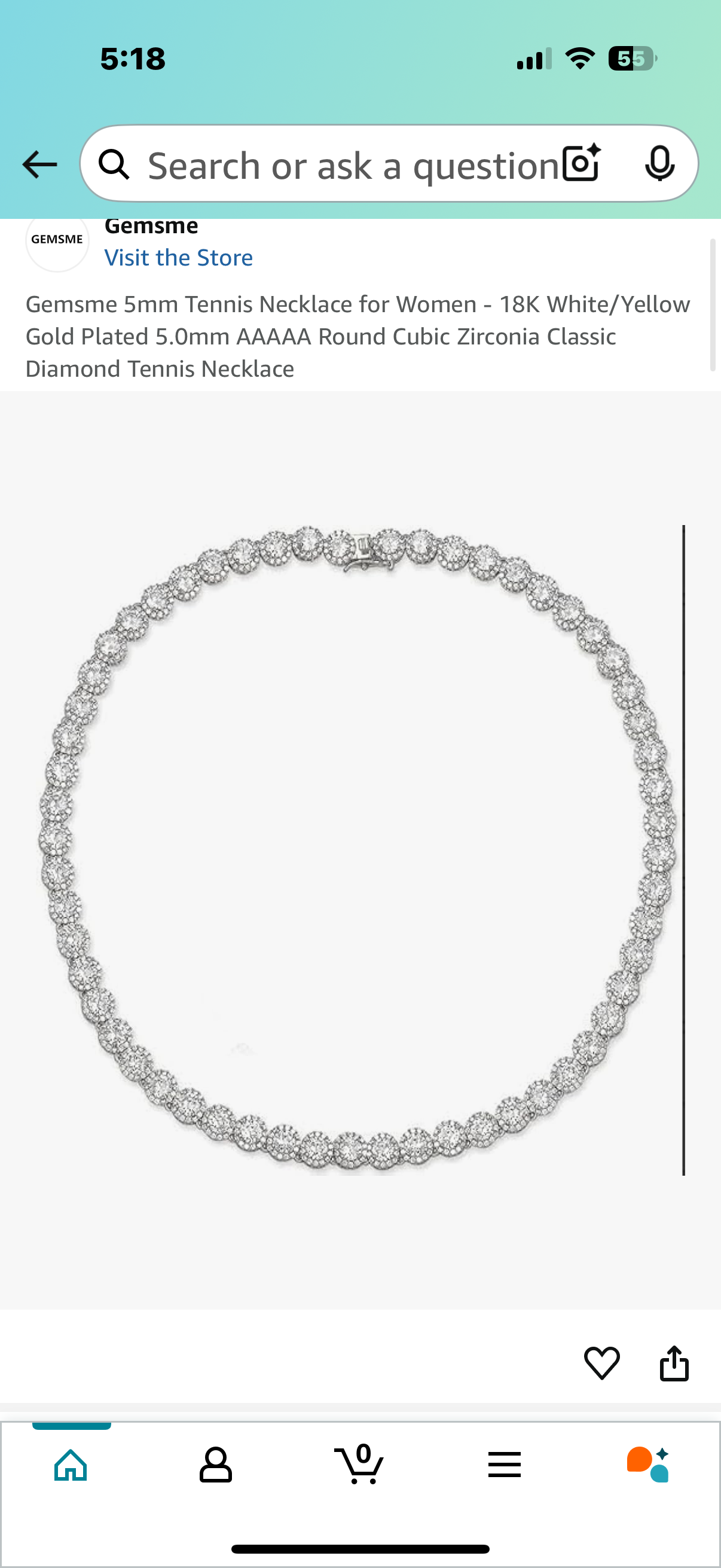 Gemsme 5mm Tennis Necklace for Women - 18K White/Yellow Gold Plated 5.0mm AAAAA Round Cubic Zirconia Classic Diamond Tennis Necklace