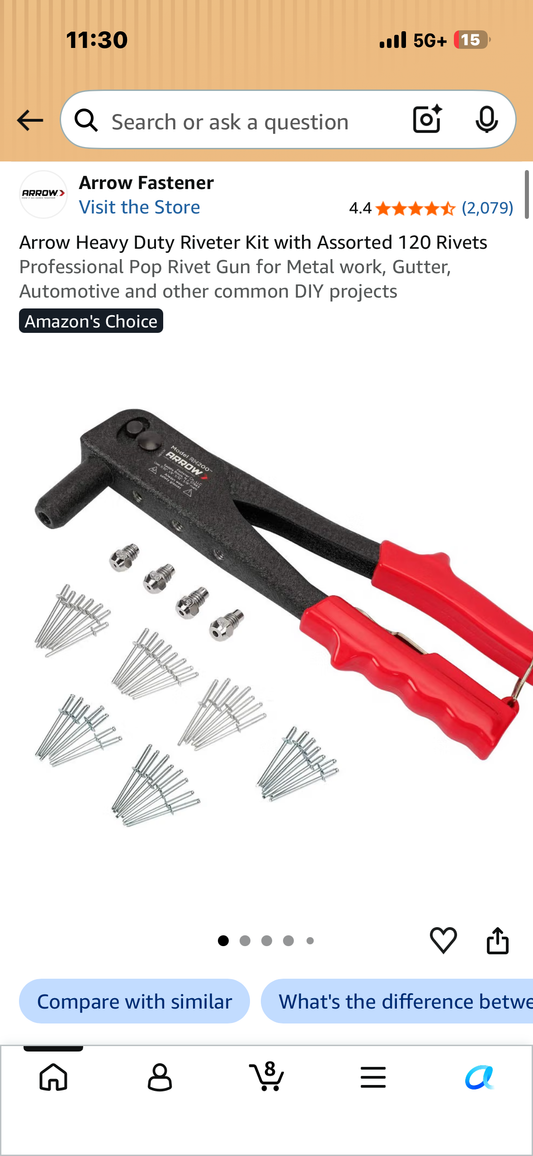 Arrow Heavy Duty Riveter Kit with Assorted 120 Rivets Professional Pop Rivet Gun for Metal work, Gutter, Automotive and other common DIY projects
