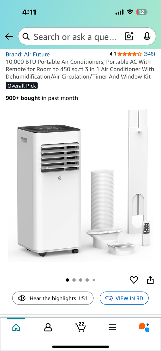 10,000 BTU Portable Air Conditioner With Remote for Room to 450 sq.ft, 3 in 1 Air Conditioner With Dehumidification/Air Circulation/Timer And Window Kit (R633)