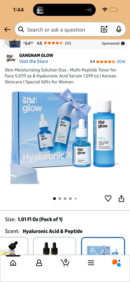 Skin-Moisturizing Solution Duo - Multi-Peptide Toner for Face 5.07fl oz & Hyaluronic Acid Serum 1.01fl oz I Korean Skincare I Special Gifts for Women