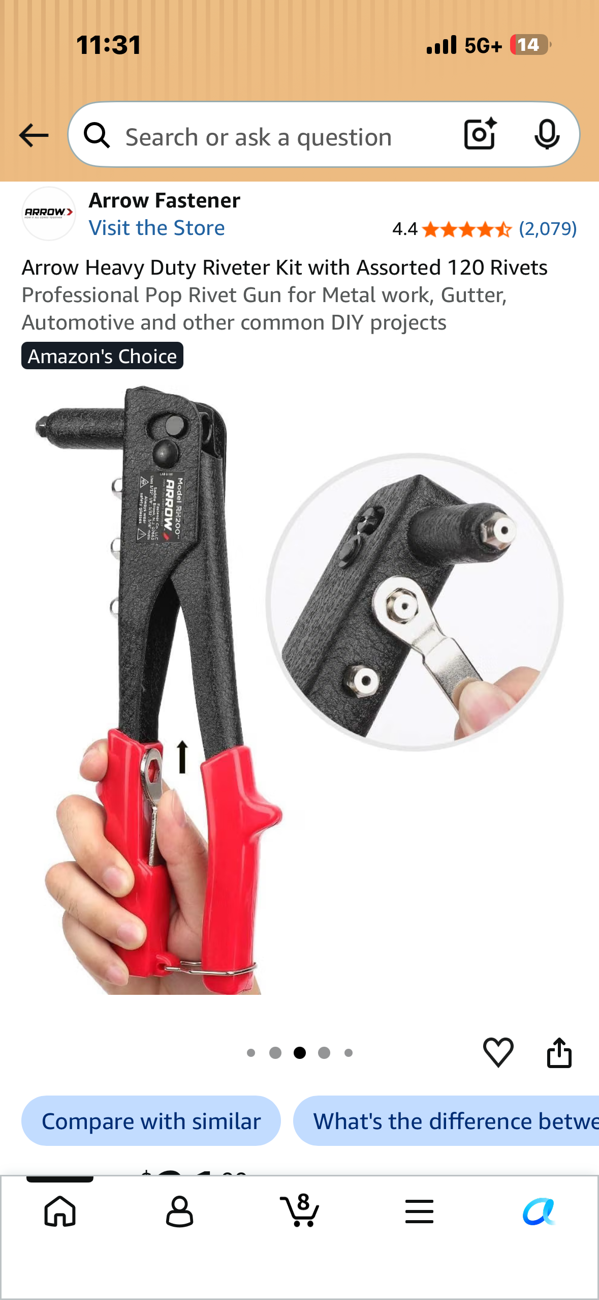 Arrow Heavy Duty Riveter Kit with Assorted 120 Rivets Professional Pop Rivet Gun for Metal work, Gutter, Automotive and other common DIY projects