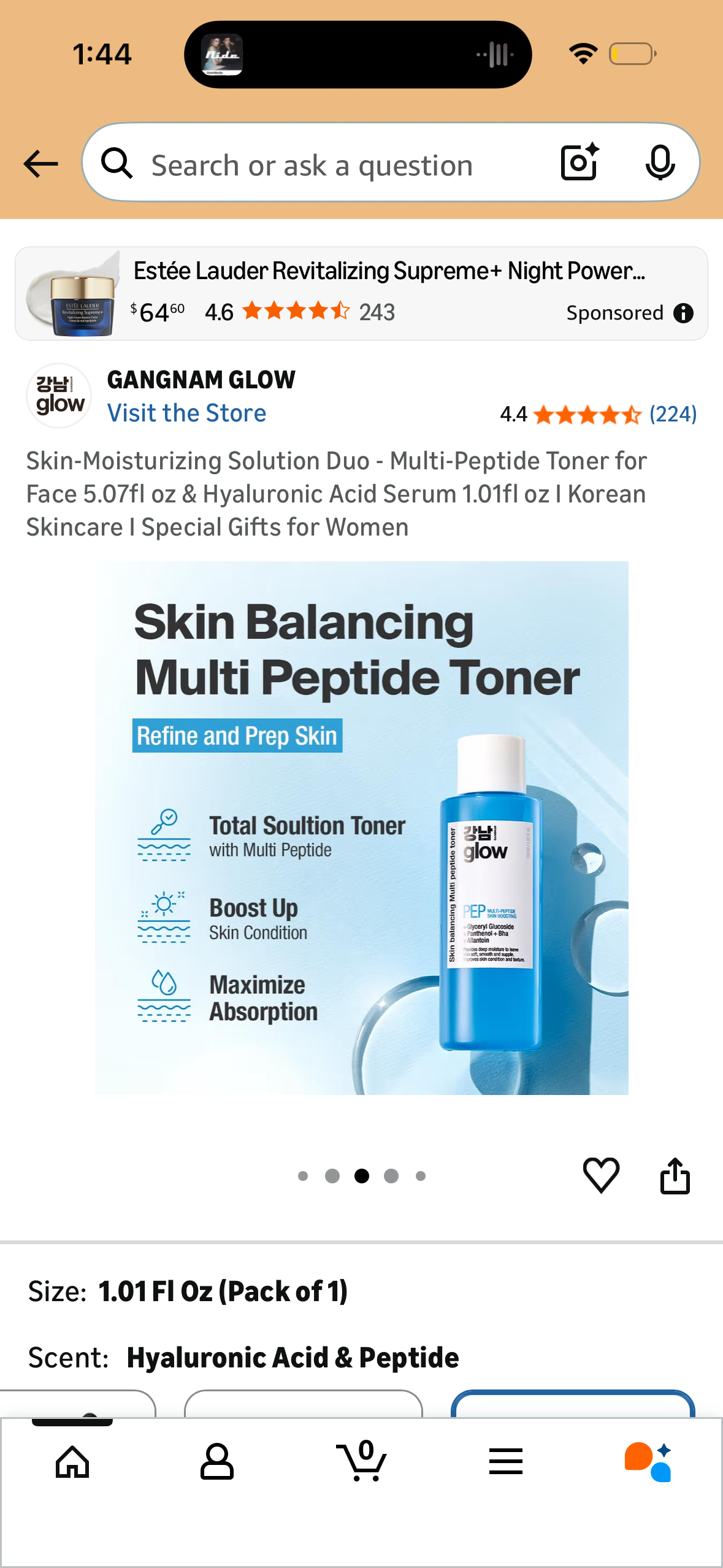 Skin-Moisturizing Solution Duo - Multi-Peptide Toner for Face 5.07fl oz & Hyaluronic Acid Serum 1.01fl oz I Korean Skincare I Special Gifts for Women