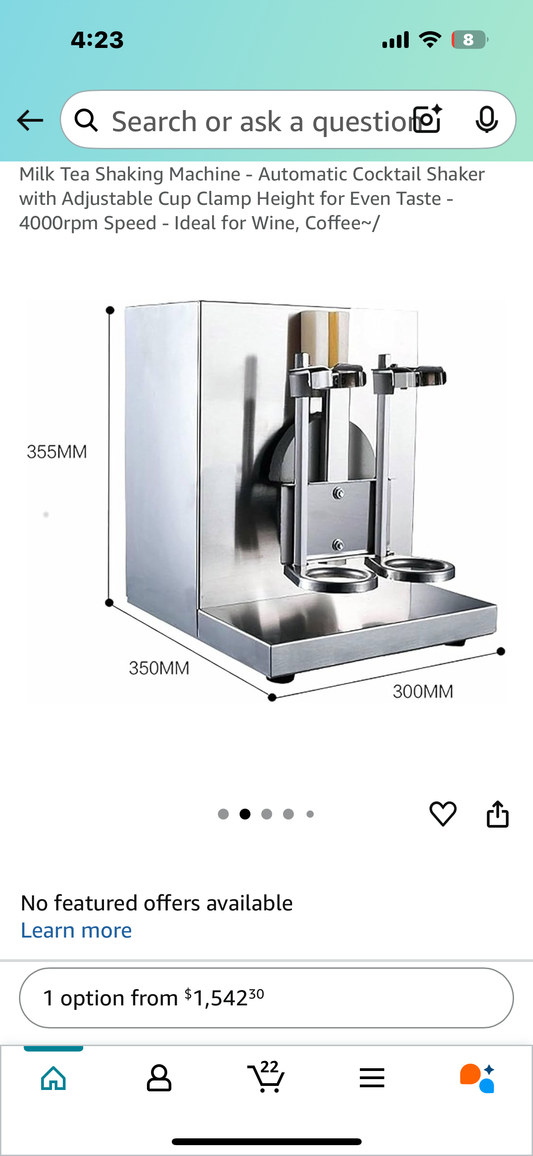Milk Tea Shaking Machine - Automatic Cocktail Shaker with Adjustable Cup Clamp Height for Even Taste - 4000rpm Speed (R634)