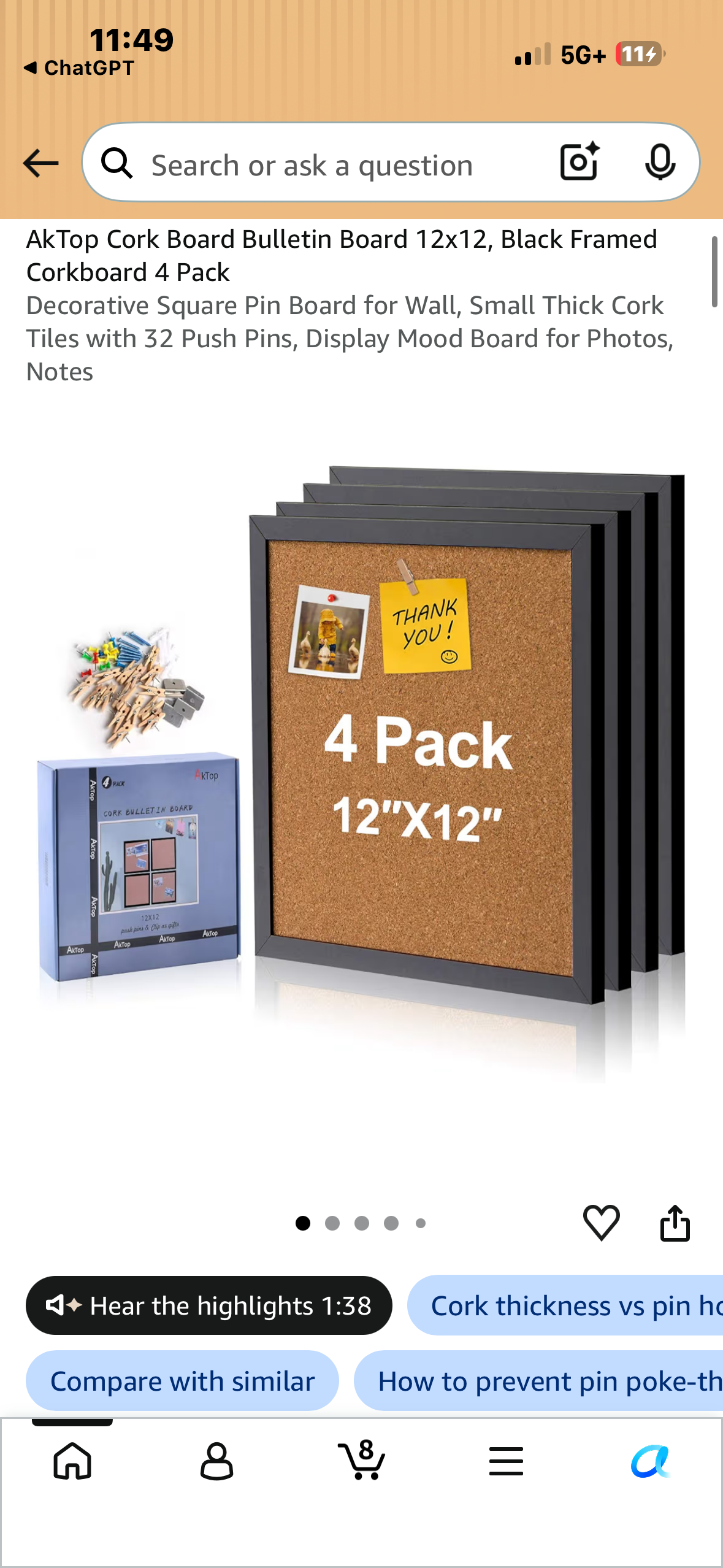 Framed Cork Boards, 4 Pack, 12" x 12" with Motivational Words for Home, School - Mini Durable Pin Boards for Walls - All Purpose BupatiesBoard for Teachers - Premium Office