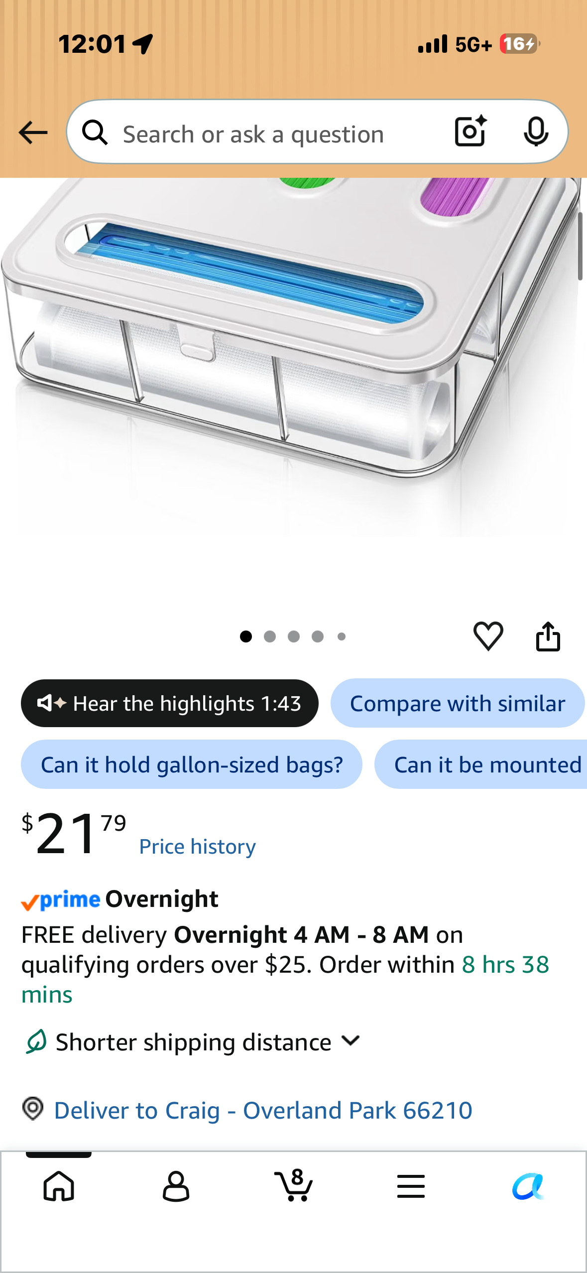 Food Storage Bag Organizer – Expandable Sandwich Bag Dispenser with 4 Compartments, BPA-Free Plastic Kitchen Organizer for Snacks & Meal Prep (Space-Saving Design, Easy Clean)