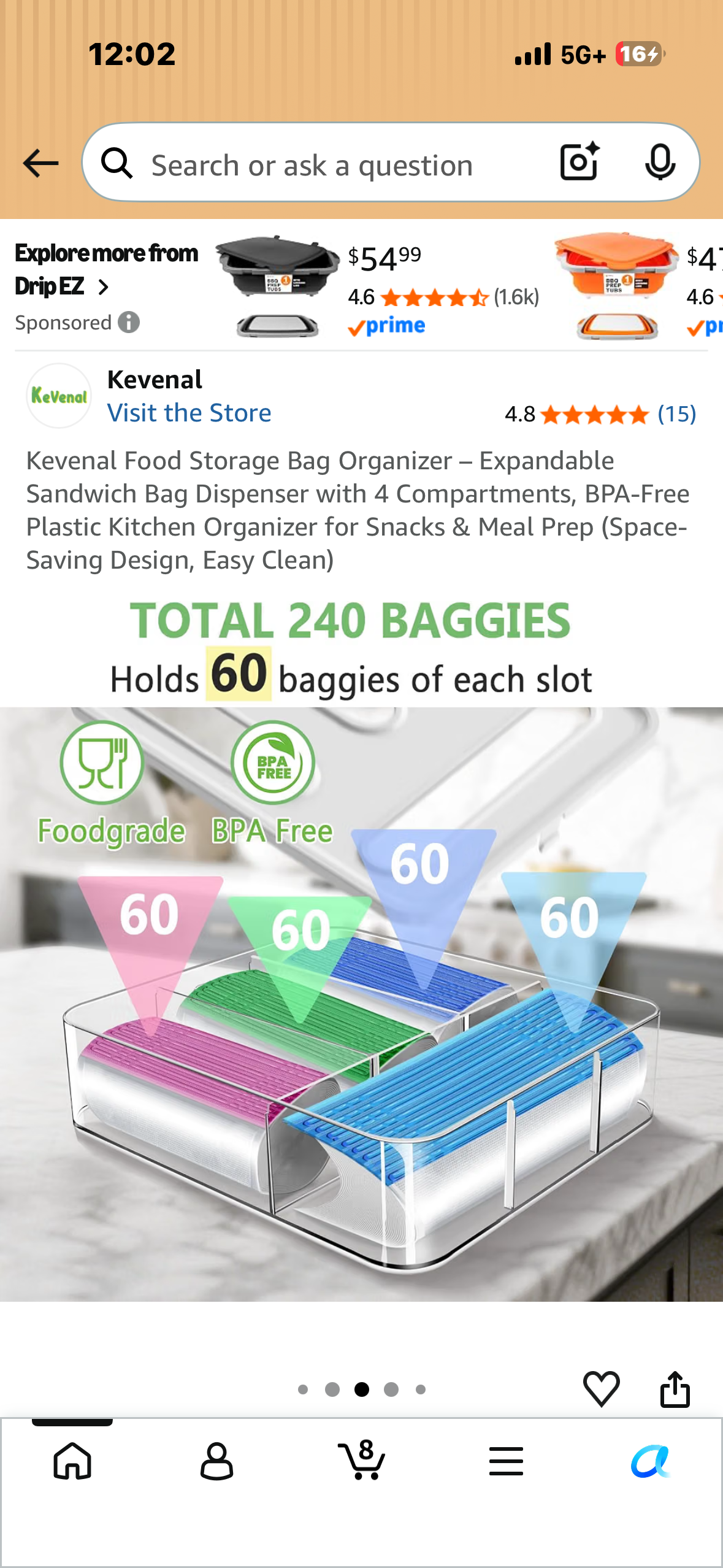 Food Storage Bag Organizer – Expandable Sandwich Bag Dispenser with 4 Compartments, BPA-Free Plastic Kitchen Organizer for Snacks & Meal Prep (Space-Saving Design, Easy Clean)