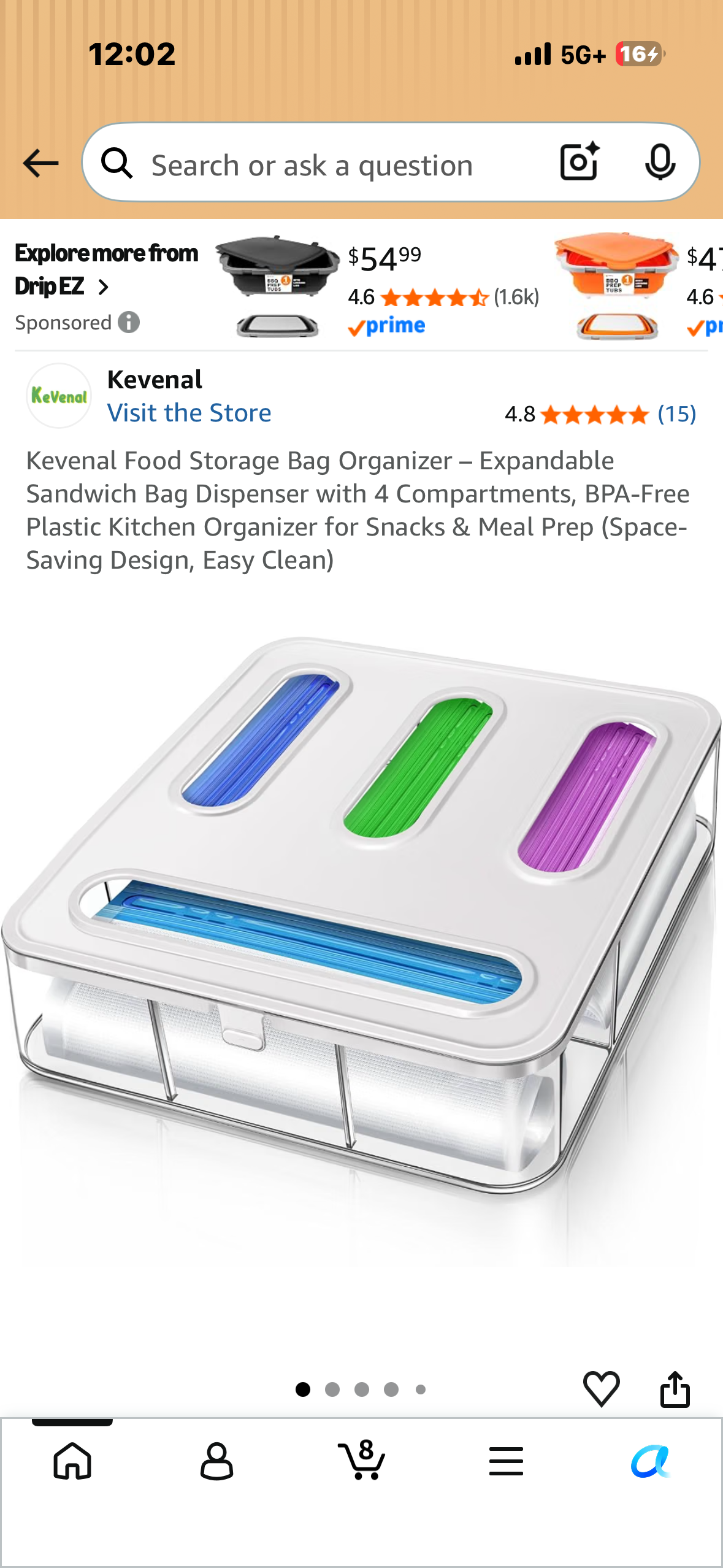 Food Storage Bag Organizer – Expandable Sandwich Bag Dispenser with 4 Compartments, BPA-Free Plastic Kitchen Organizer for Snacks & Meal Prep (Space-Saving Design, Easy Clean)