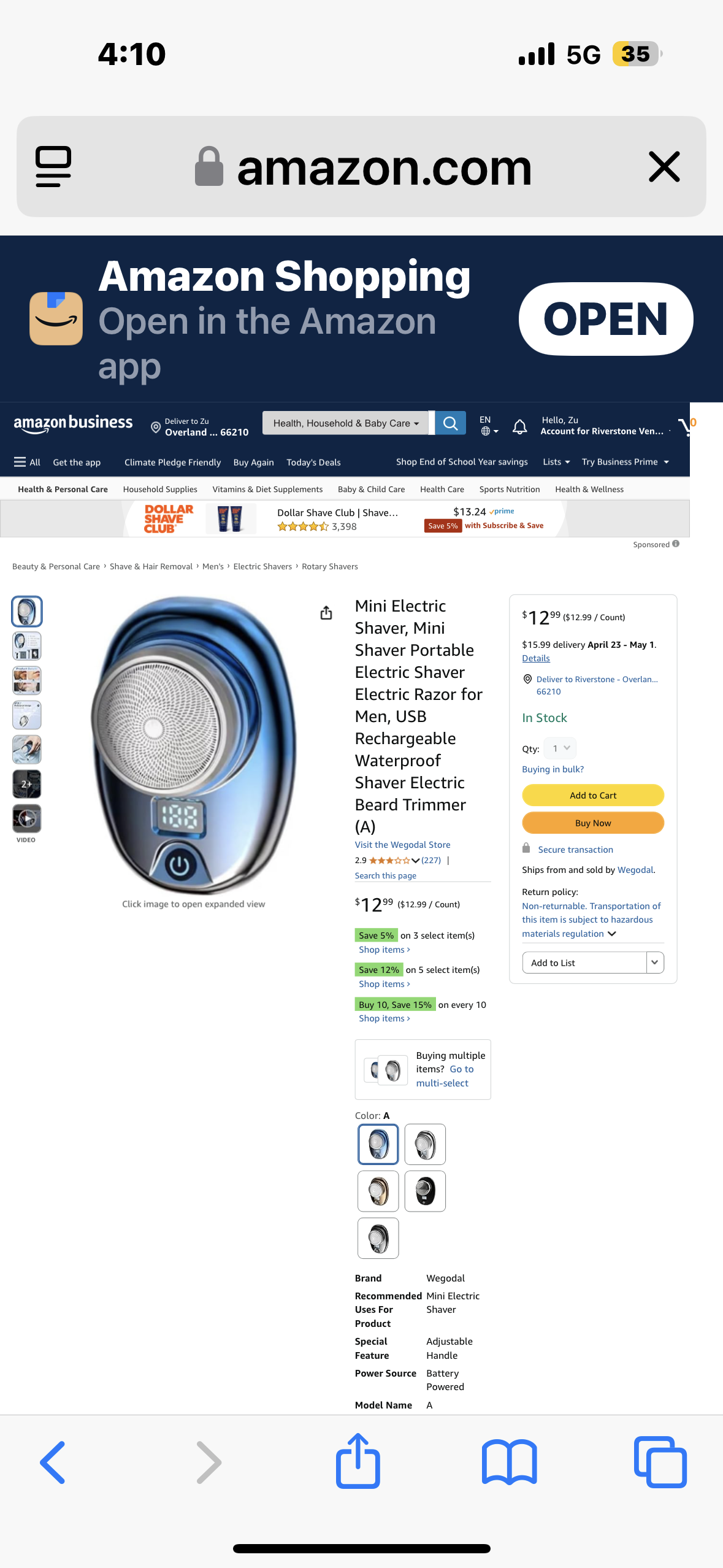Mini Shaver, Electric Shaver for Men, with LCD Display, Portable Pocket Beard Trimmer, Cordless Rechargeable Rotary Shaver, (Gradient Blue)