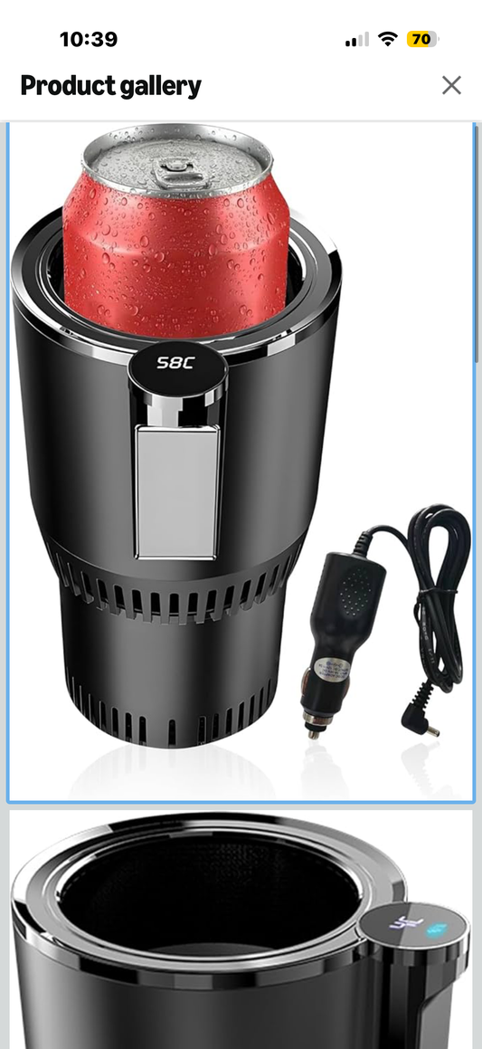 Smart Car Hot and Cold Cup Holder Rapid Heating and Cooling Insulated Electric Beverage Mug for Car Home Office Travel Portable Temperature Control Cup Accessory, Smart Cup for car, Heated Travel Mug