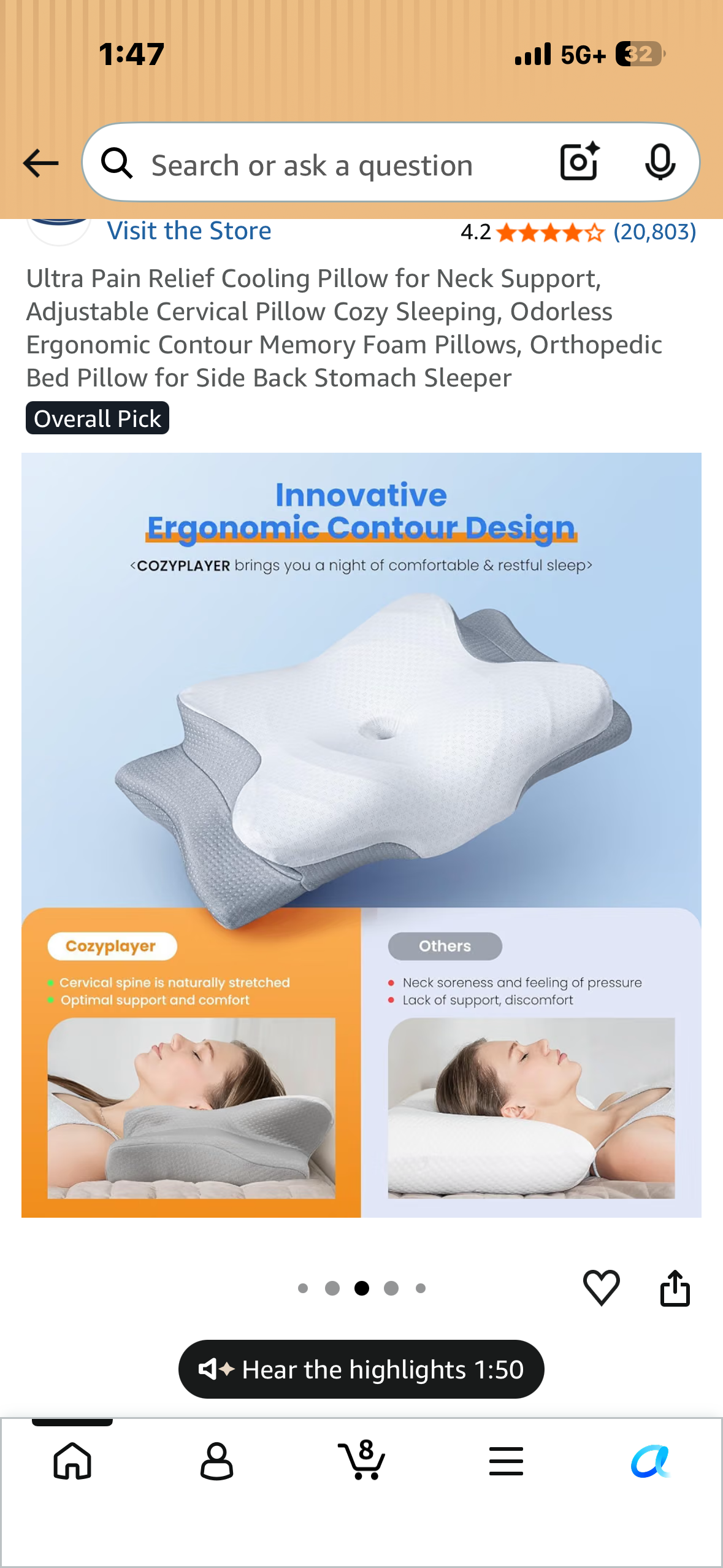 Mullow® Cervical Pillow - Memory Foam Neck & Shoulder Support | Ergonomic Contour for Side, Back, Stomach Sleepers | for Bed, Couch, Home Comfort
