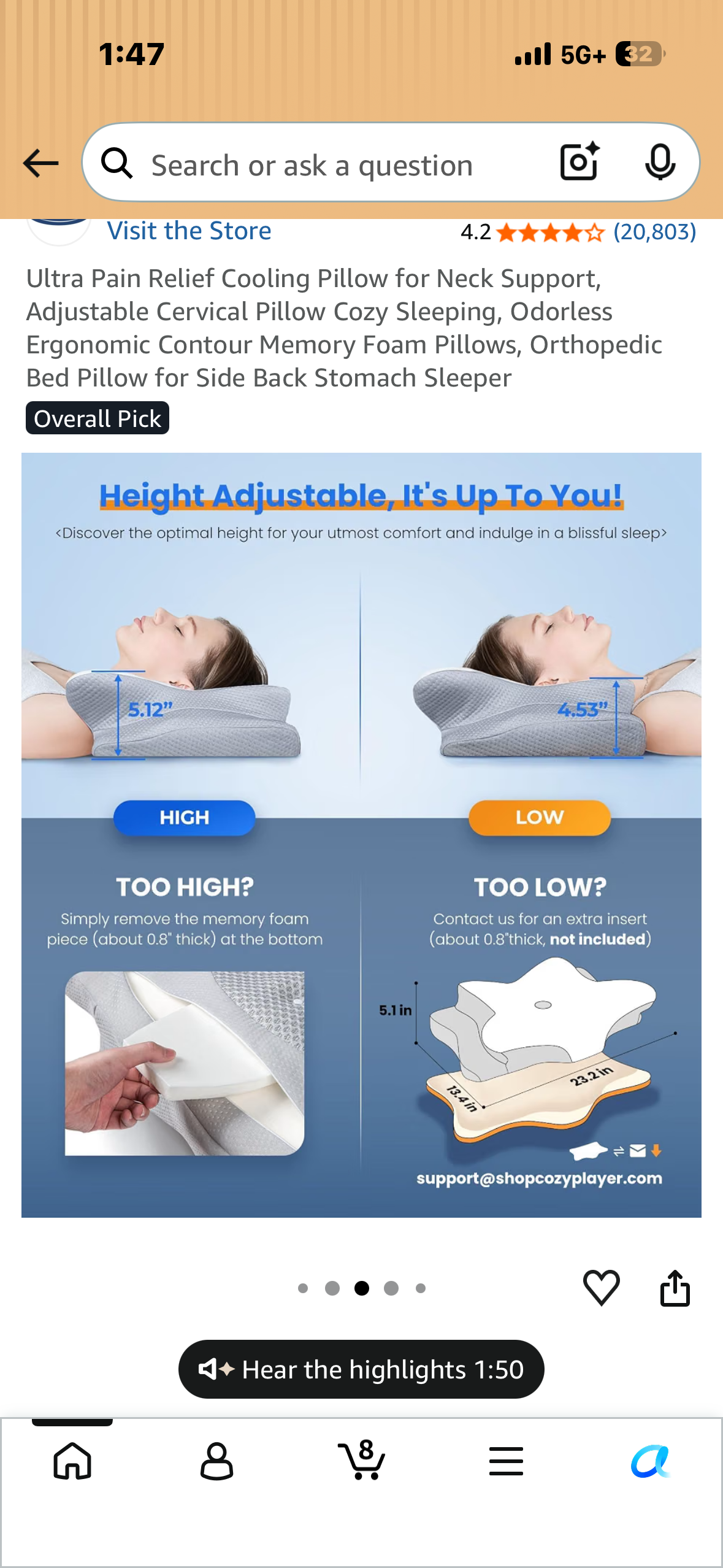 Mullow® Cervical Pillow - Memory Foam Neck & Shoulder Support | Ergonomic Contour for Side, Back, Stomach Sleepers | for Bed, Couch, Home Comfort