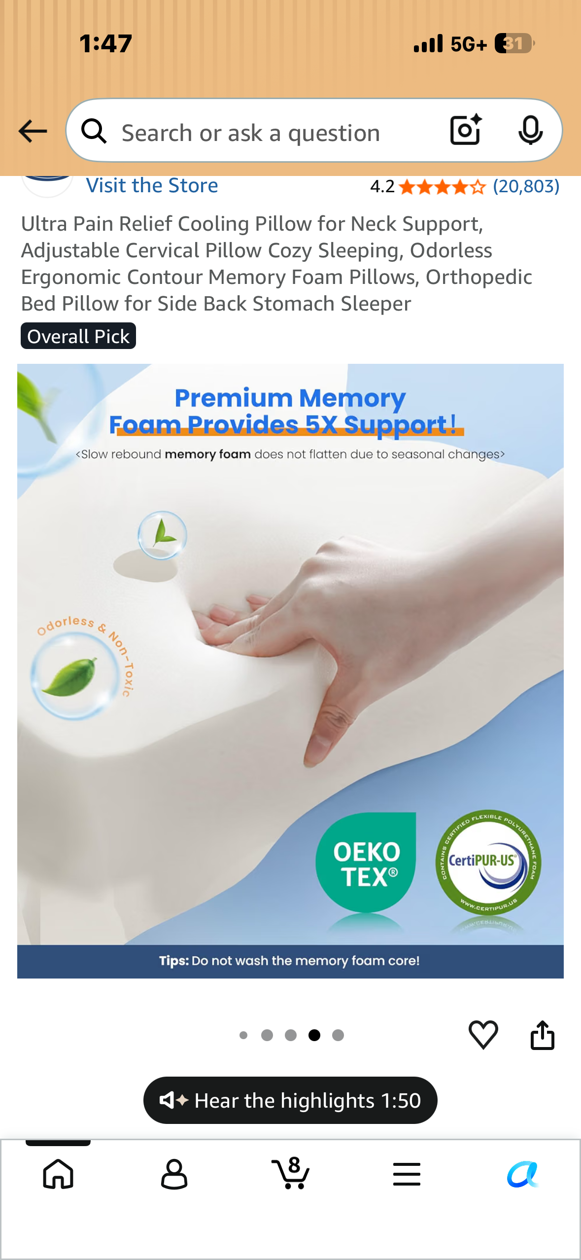 Mullow® Cervical Pillow - Memory Foam Neck & Shoulder Support | Ergonomic Contour for Side, Back, Stomach Sleepers | for Bed, Couch, Home Comfort
