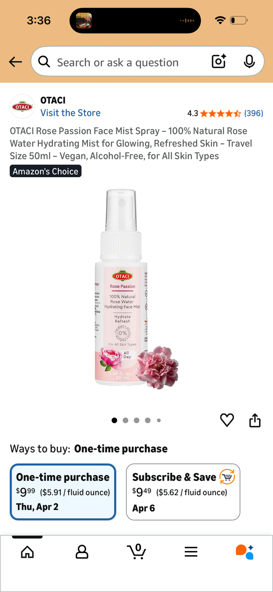 OTACI Rose Passion Face Mist Spray – 100% Natural Rose Water Hydrating Mist for Glowing, Refreshed Skin – Travel Size 50ml – Vegan, Alcohol-Free, for All Skin Types