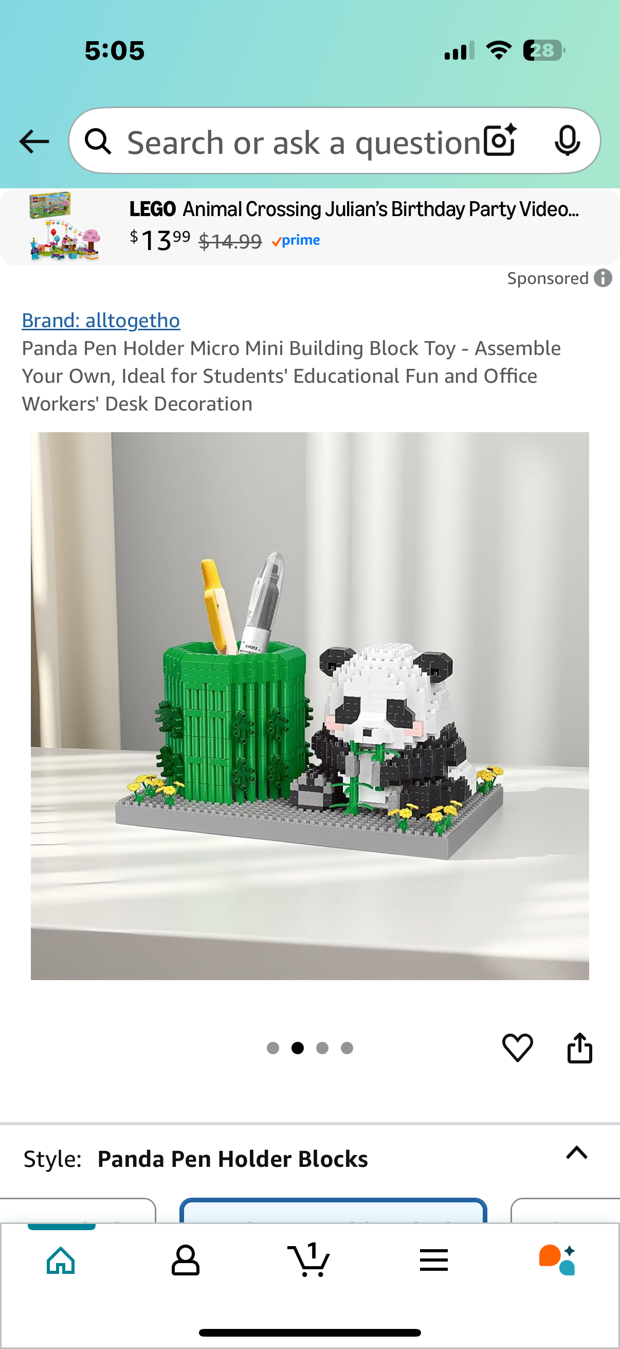 Panda Pen Holder Micro Mini Building Block Toy - Assemble Your Own, Ideal for Students' Educational Fun and Office Workers' Desk Decoration