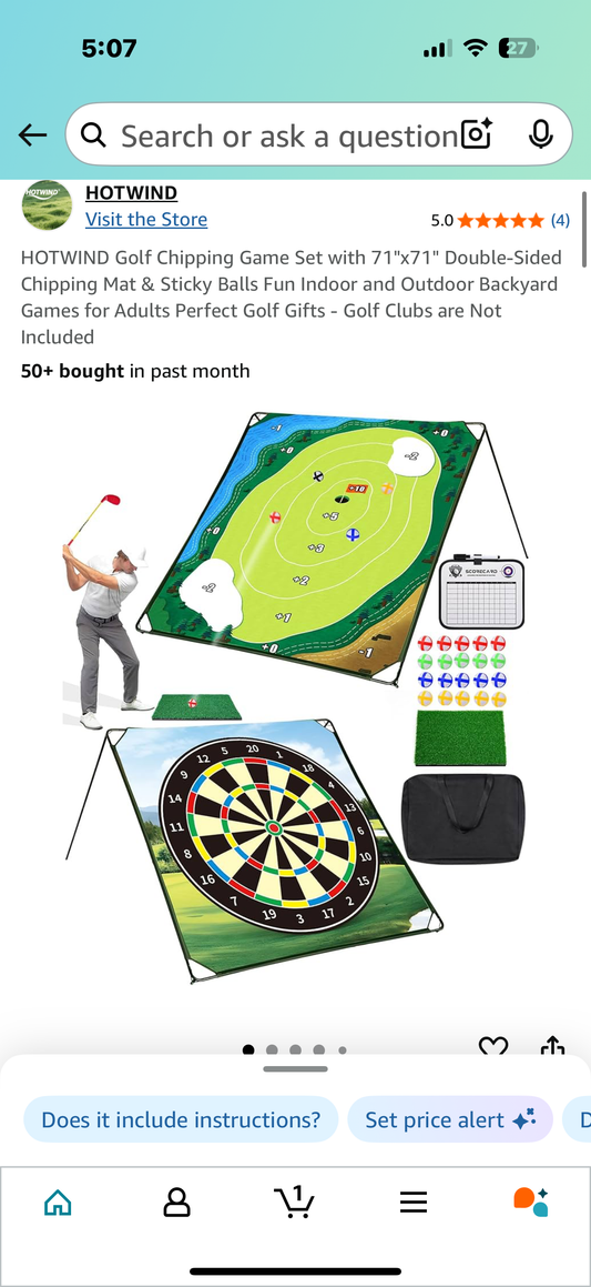 HOTWIND Golf Chipping Game Set with 71"x71" Double-Sided Chipping Mat & Sticky Balls Fun Indoor and Outdoor Backyard Games for Adults Perfect Golf Gifts - Golf Clubs are Not Included