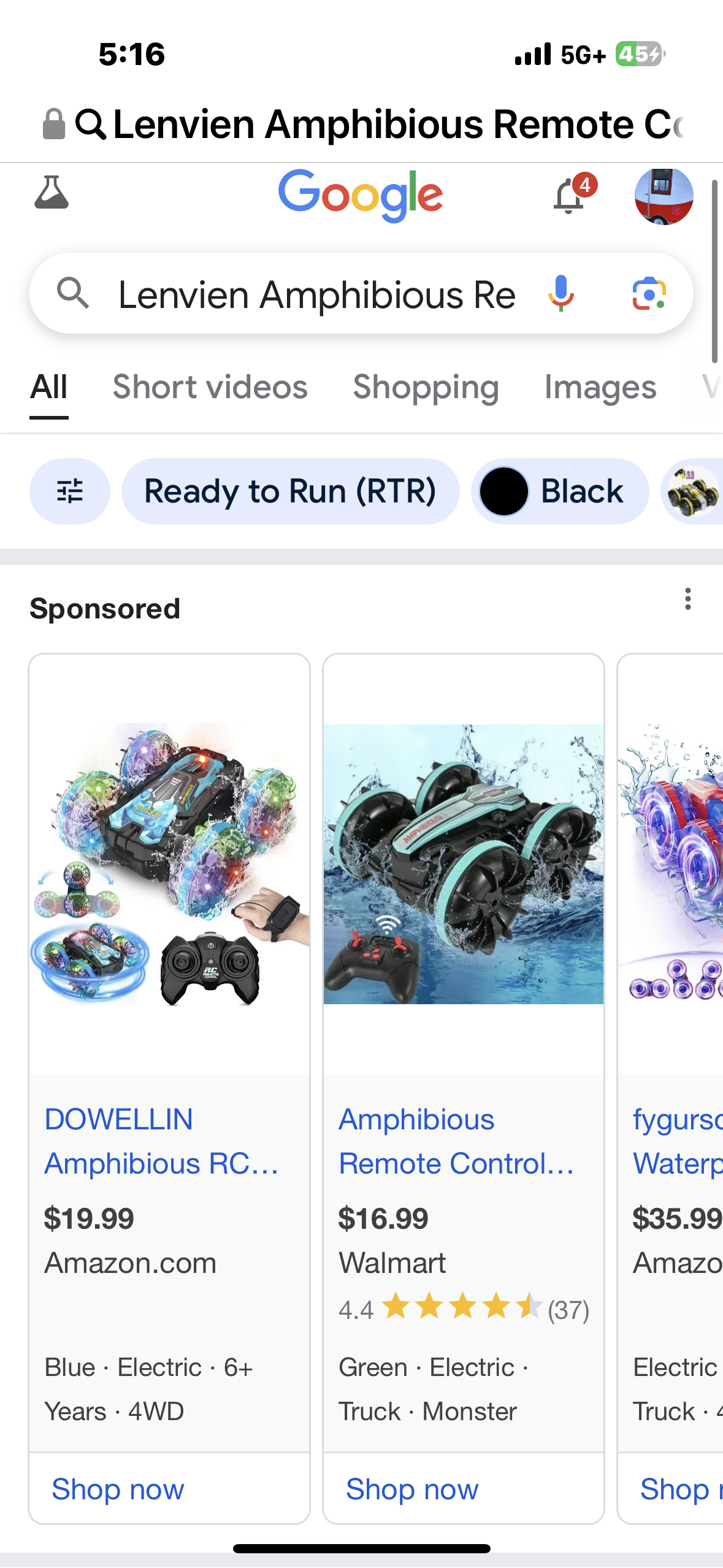 Lenvien Amphibious Remote Control Car 2.4 GHz 4WD Remote Control Boat Waterproof All Terrain Stunt RC Truck Remote Control Vehicle Toy with Rotate 360° Spins&Flips and LED Light for Kids