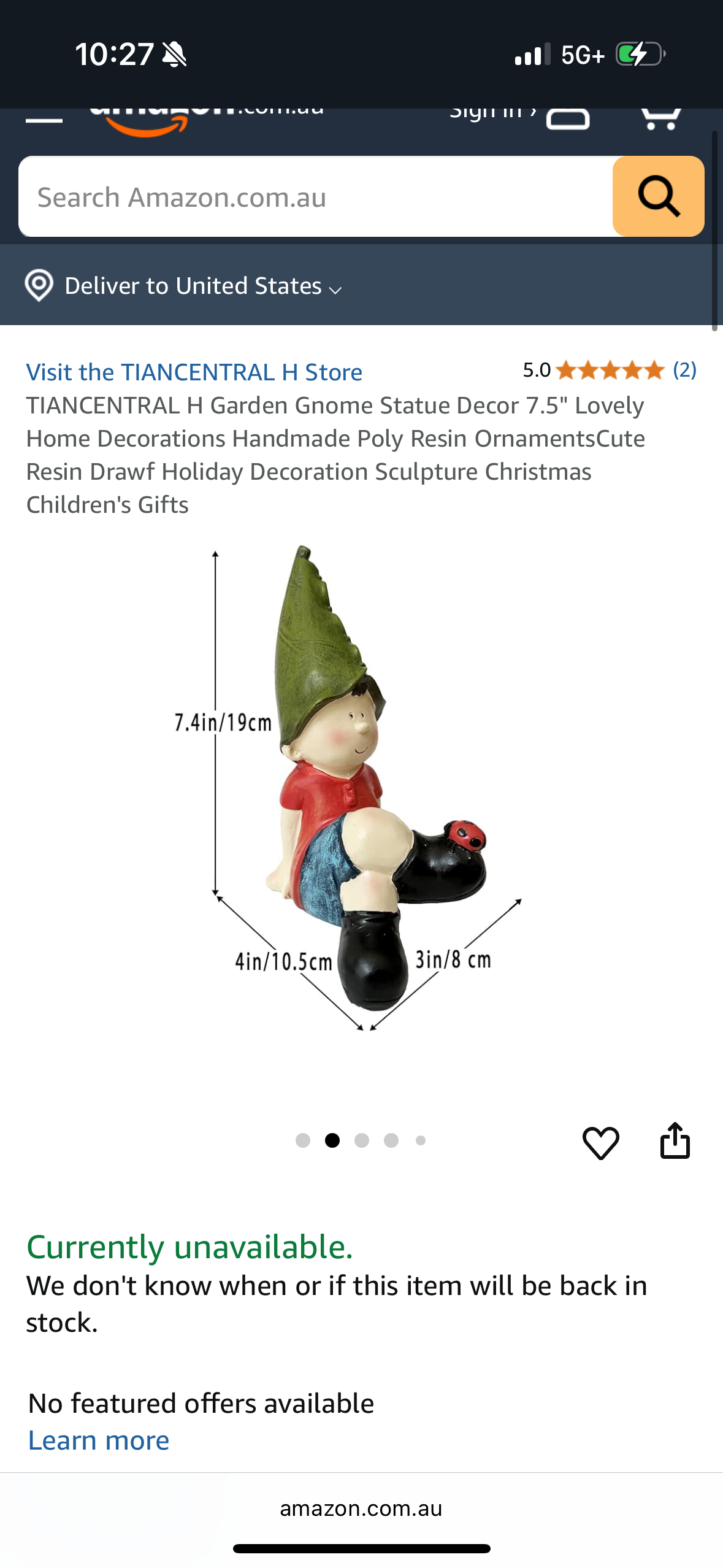 Garden Gnome Statue Decor 7.5" Lovely Home Decorations Handmade Poly Resin OrnamentsCute Resin Drawf Holiday Decoration Sculpture Christmas Children's Gifts