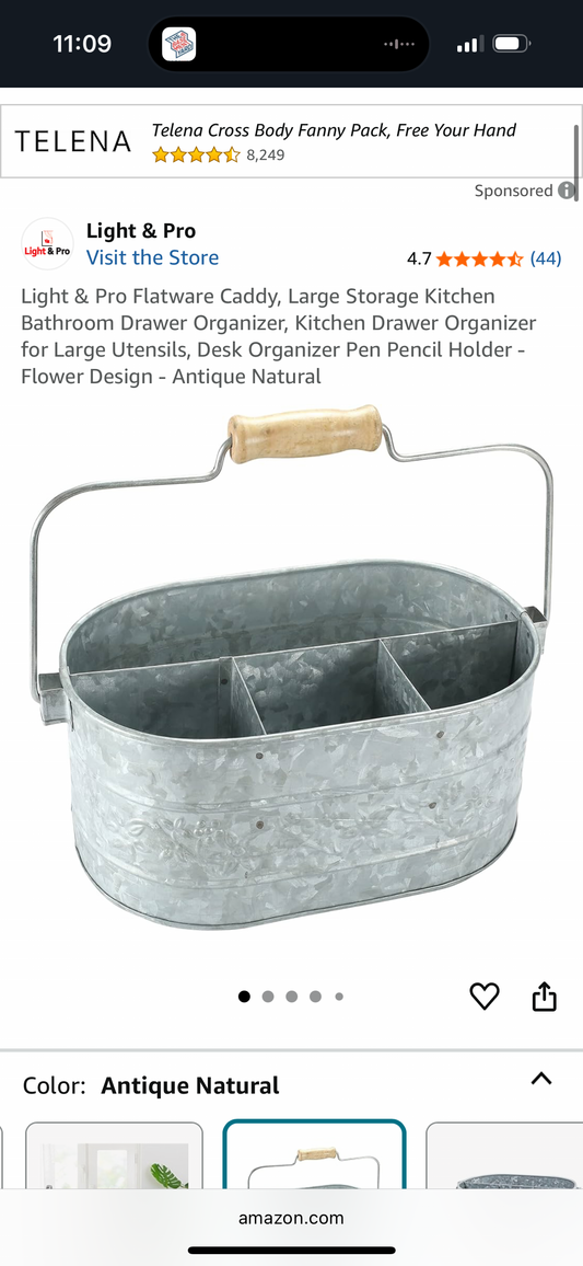 Light & Pro Flatware Caddy, Large Storage Kitchen Bathroom Drawer Organizer, Kitchen Drawer Organizer for Large Utensils, Desk Organizer Pen Pencil Holder - Flower Design - Antique Natural